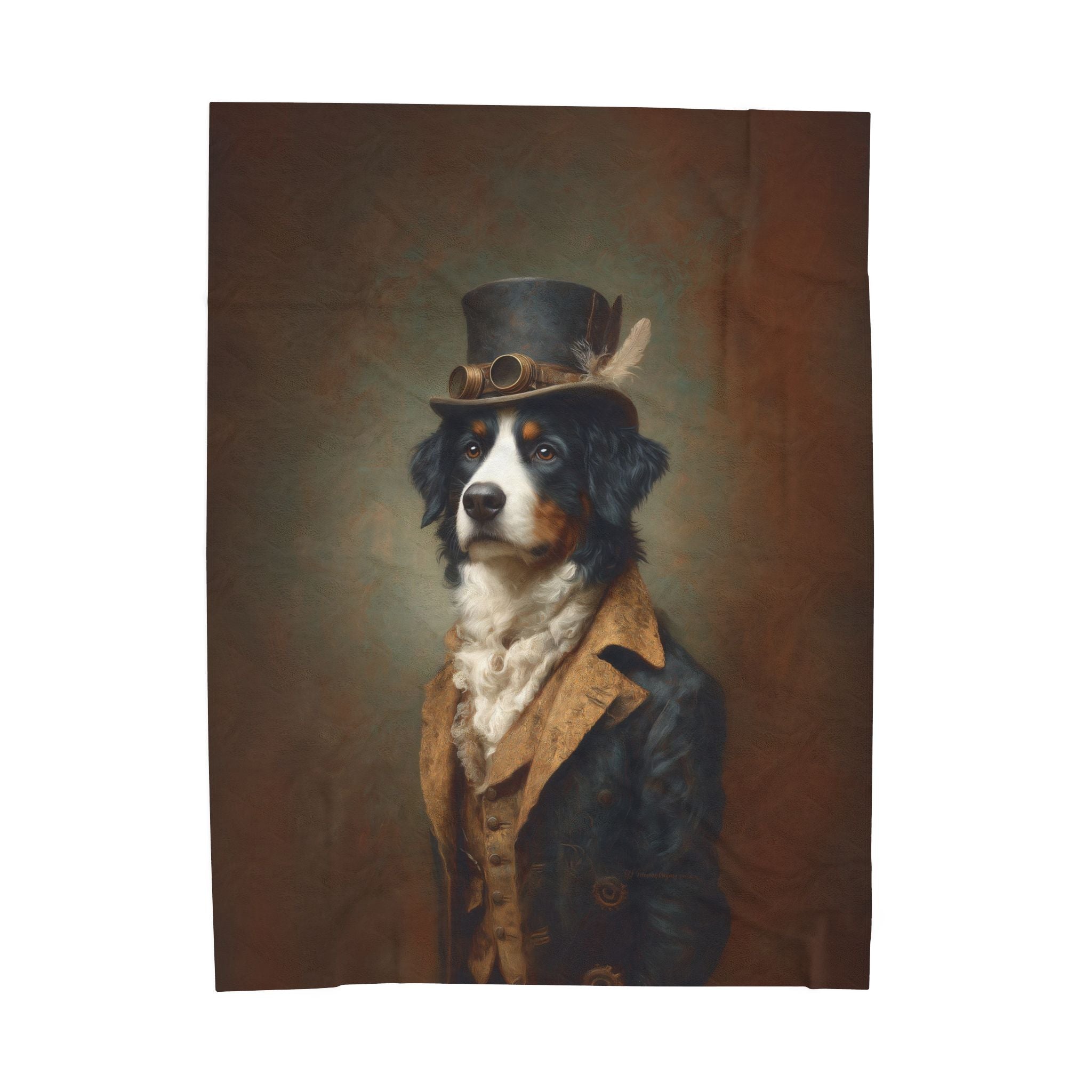 Steampunk Bernese Plush Blanket