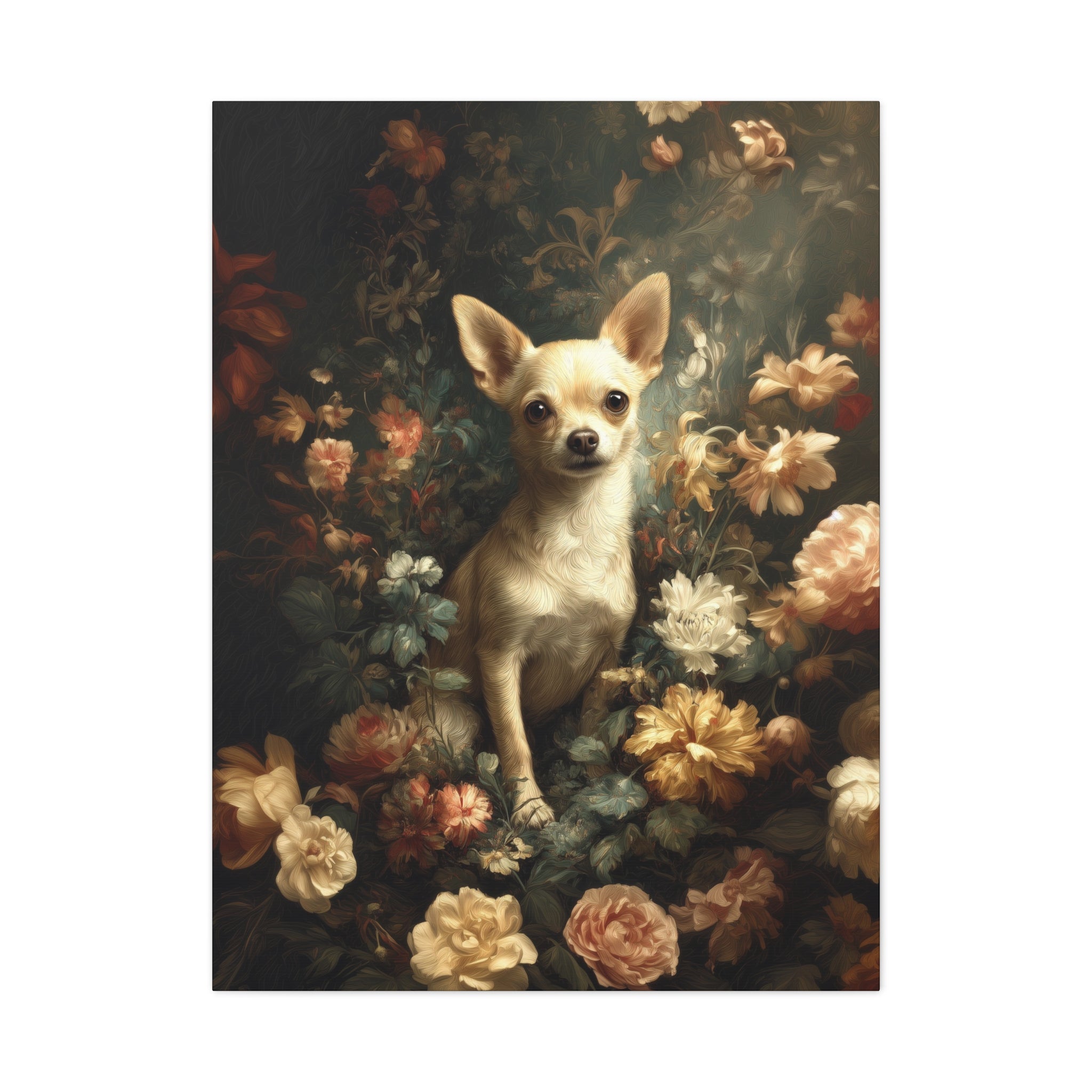 Botanical Chihuahua Canvas Art
