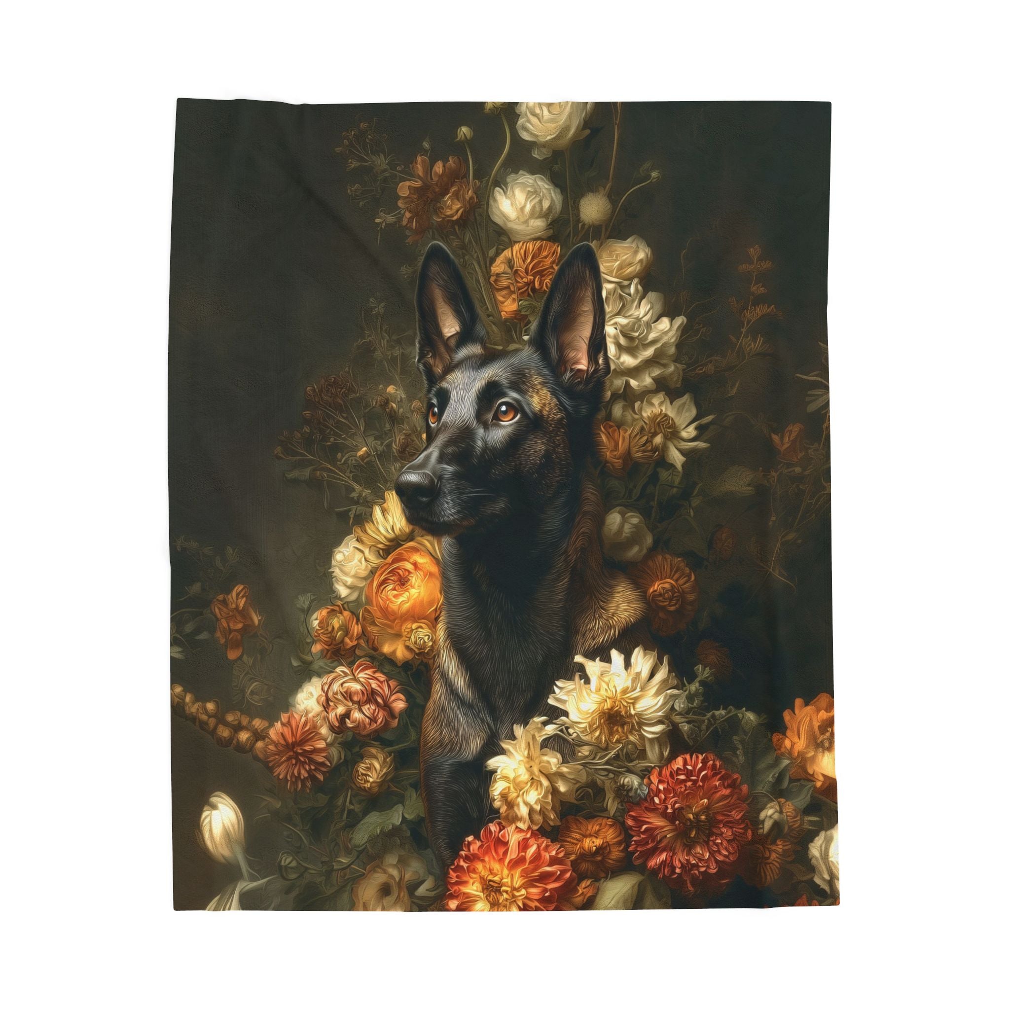 Botanical Belgian Malinois Plush Blanket