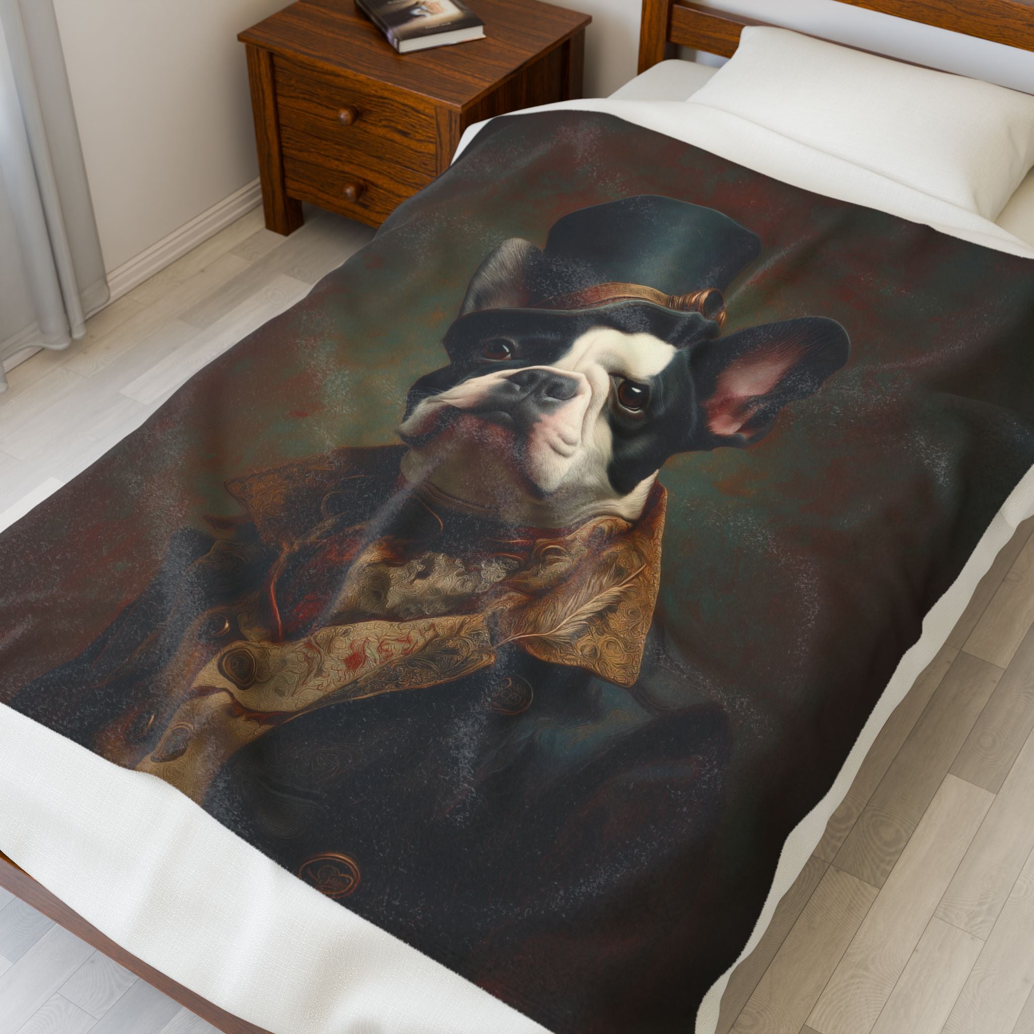Steampunk French Bulldog Plush Blanket