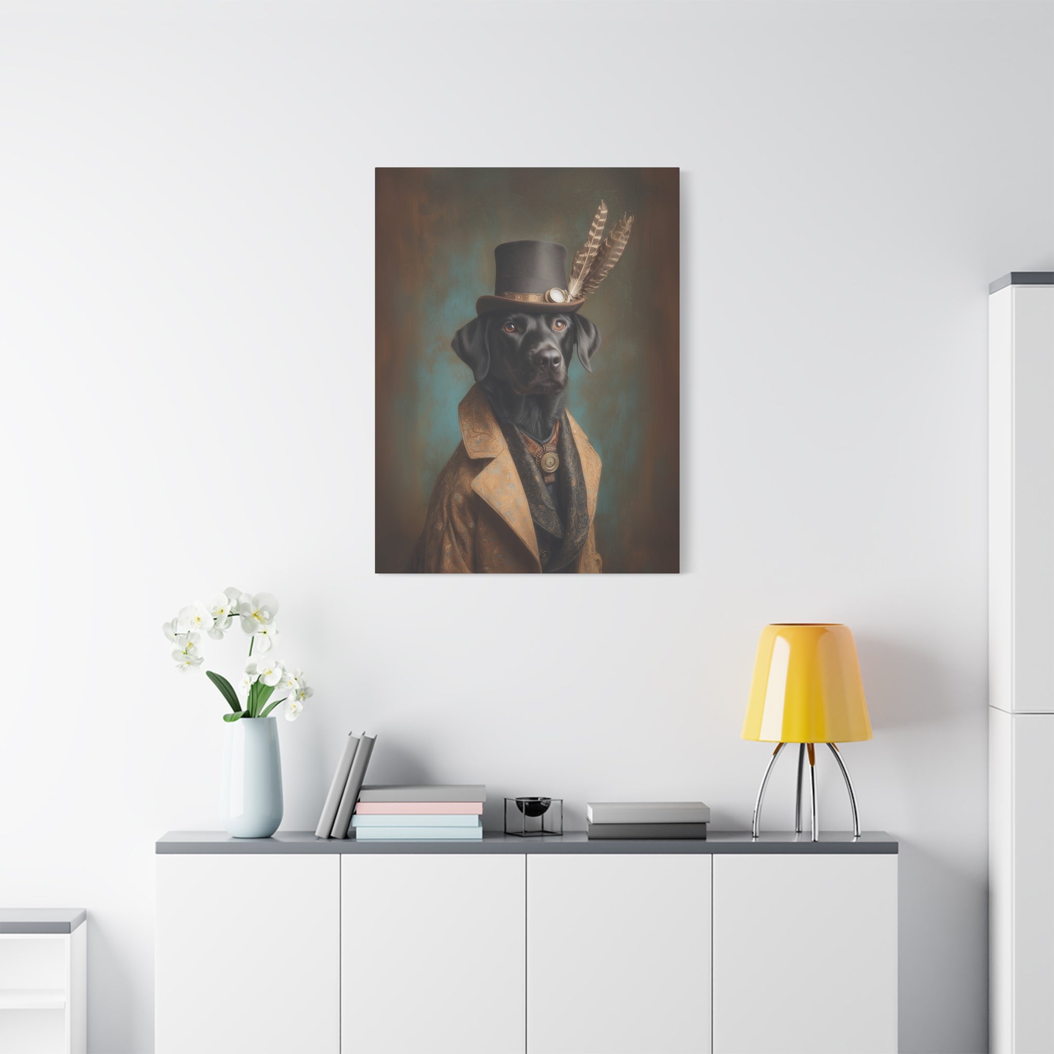 Steampunk Labrador Retriever (Black) Canvas Art