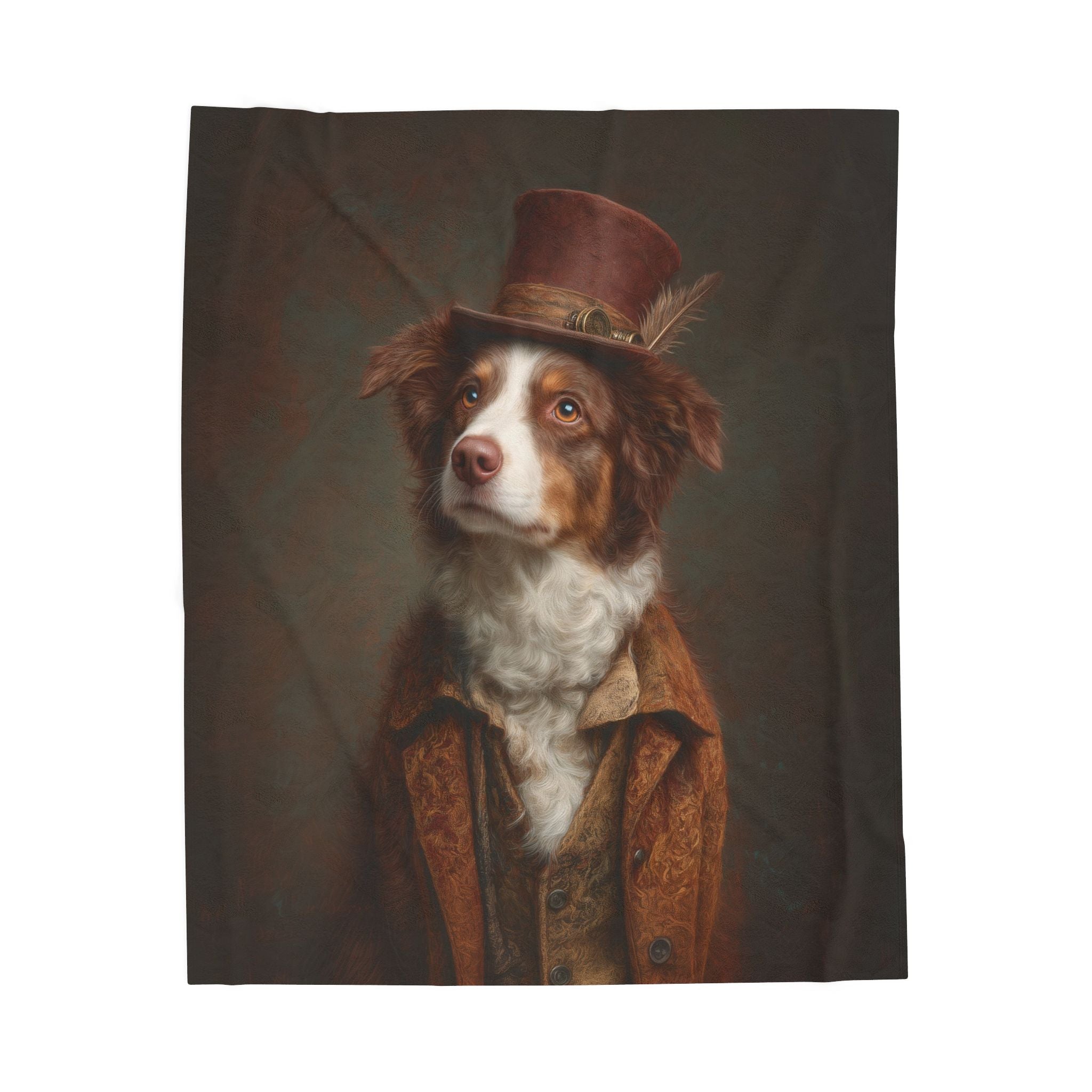 Steampunk Australian Shepherd Plush Blanket