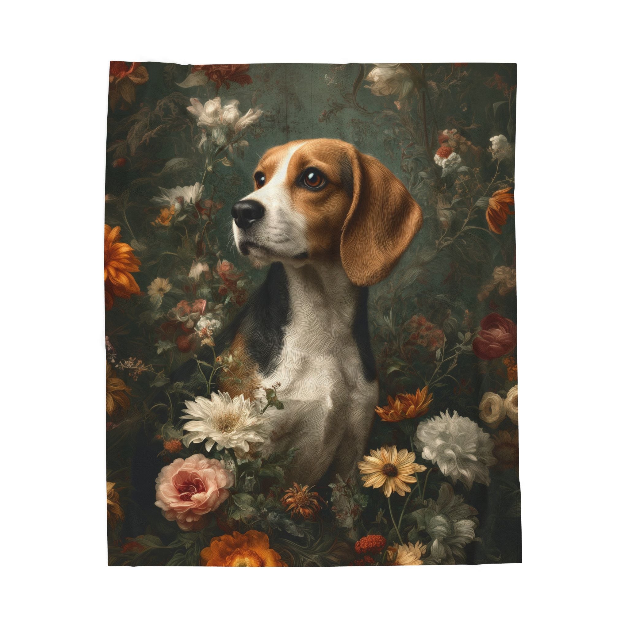 Botanical Beagle Plush Blanket