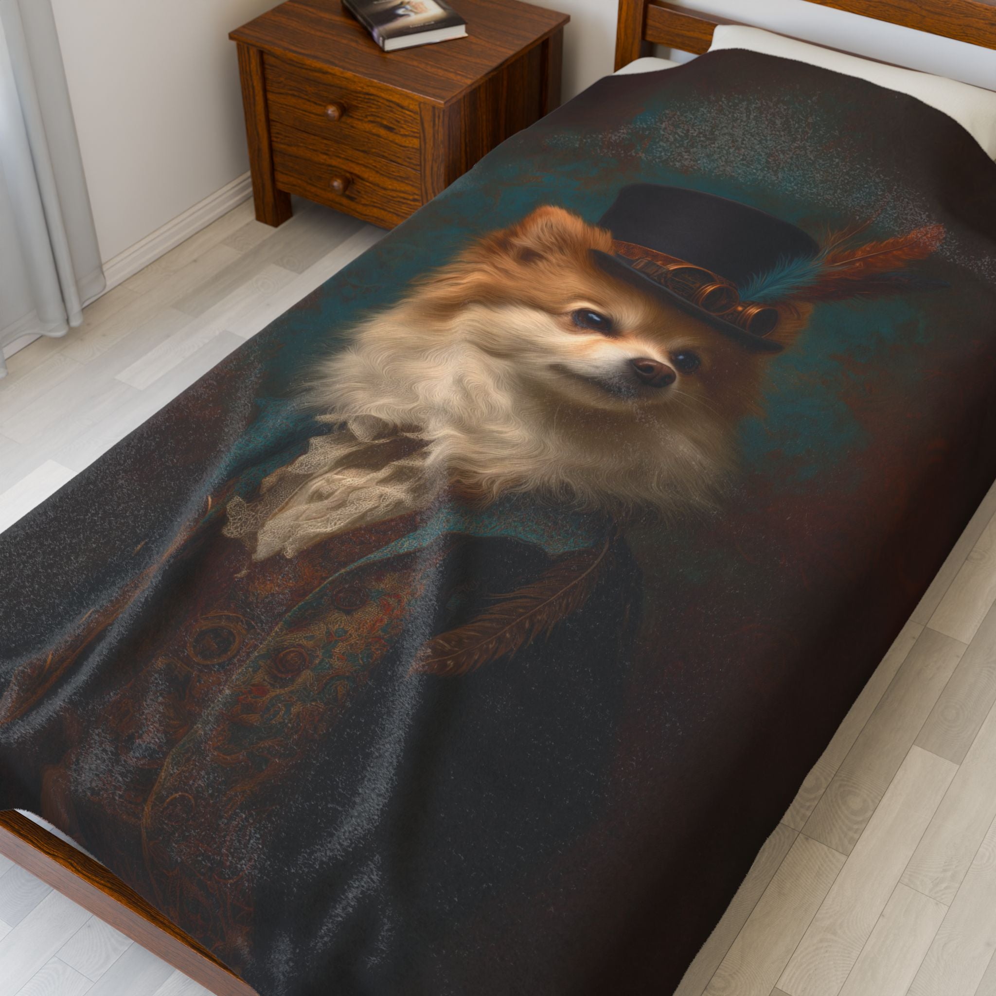 Steampunk Pomeranian Plush Blanket