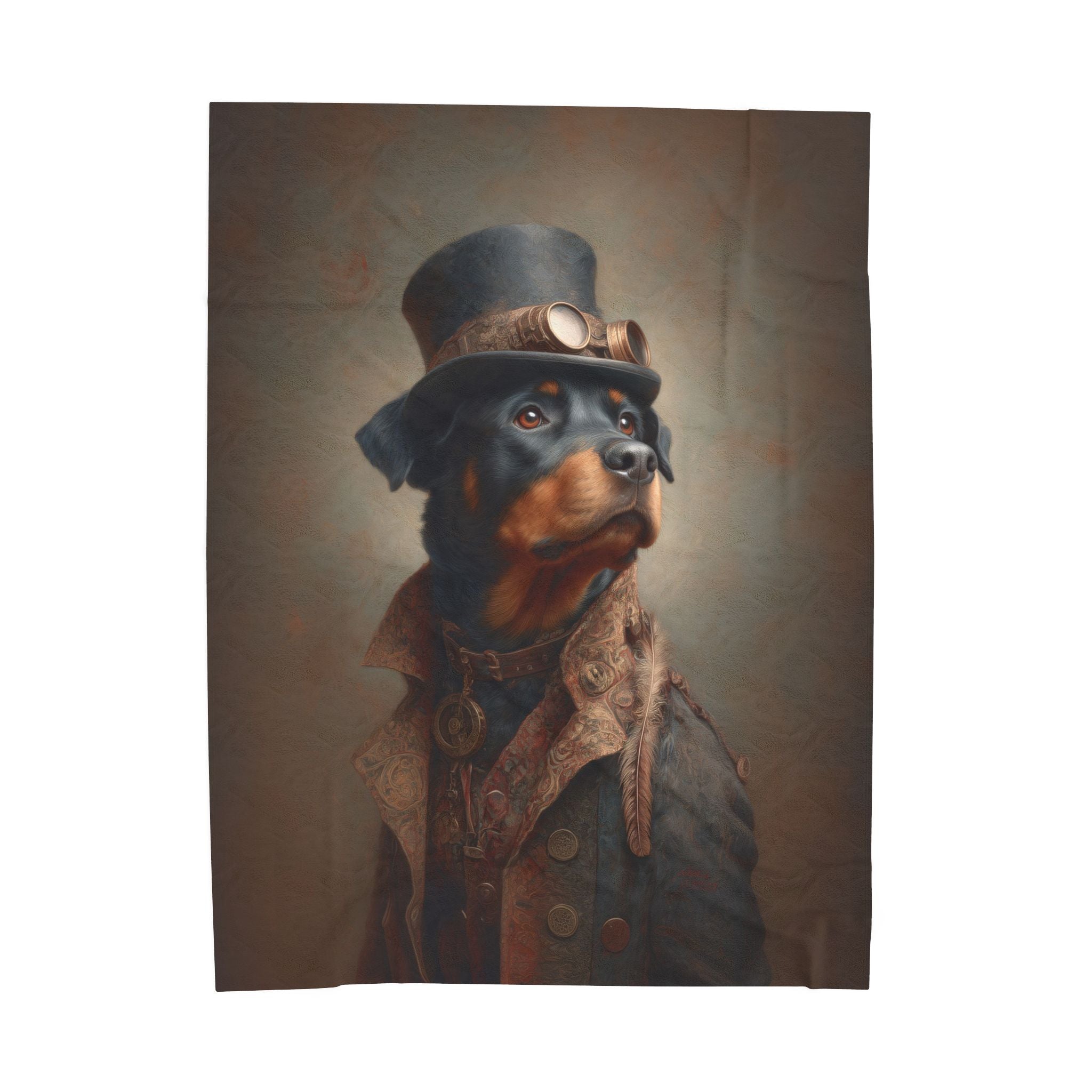 Steampunk Rottweiler Plush Blanket