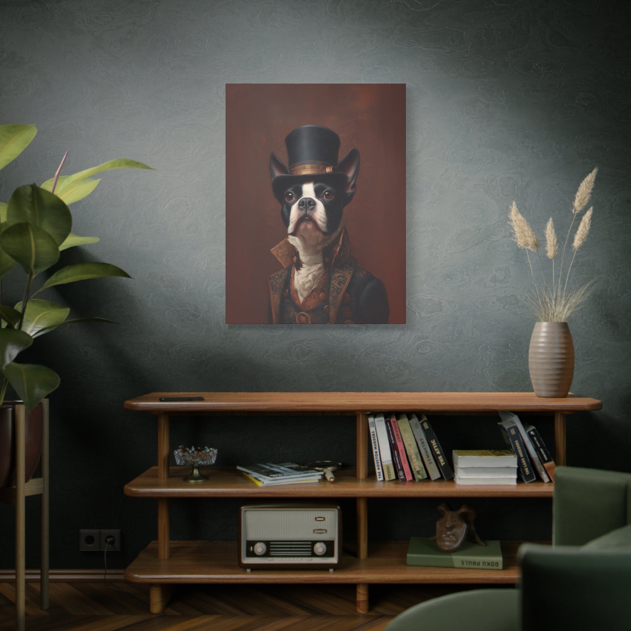 Steampunk Boston Terrier Canvas Art