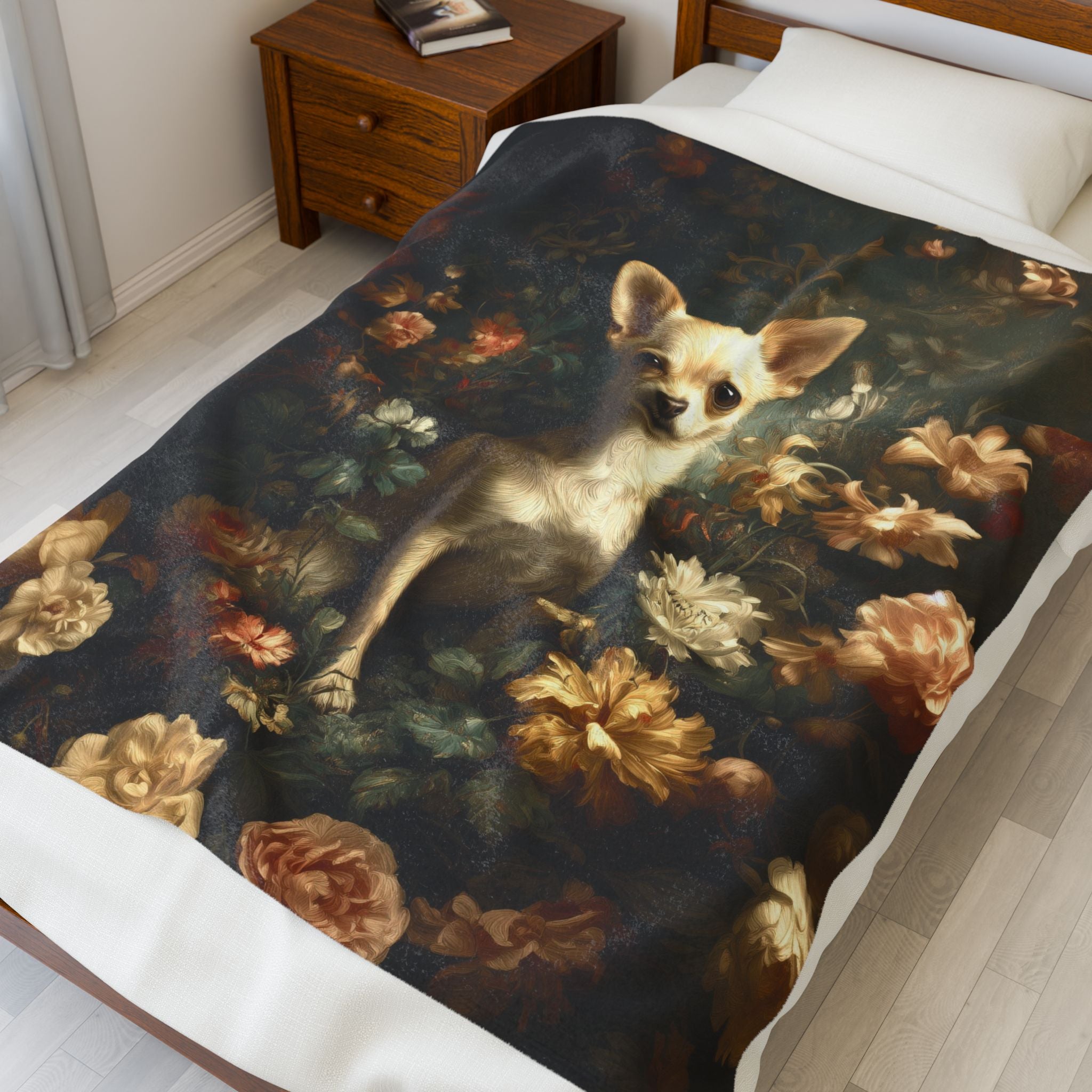 Botanical Chihuahua Plush Blanket
