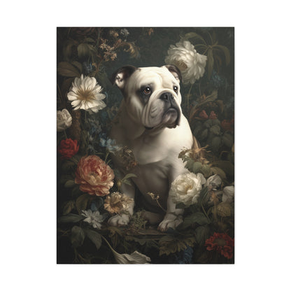 Botanical Bulldog Canvas Art