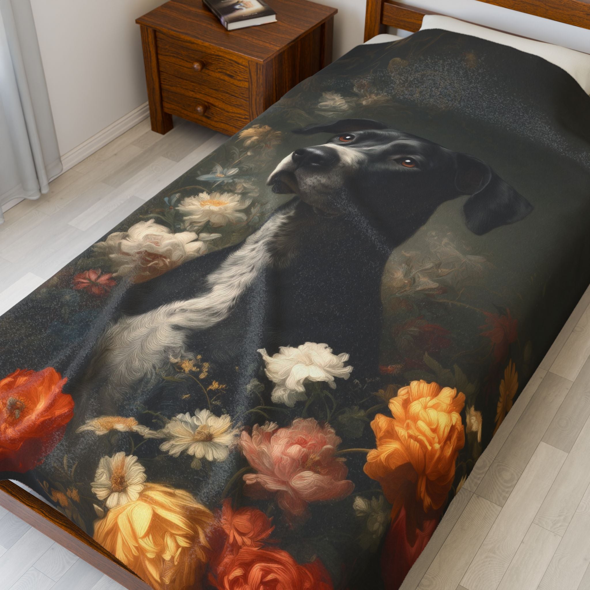 Botanical Great Dane Plush Blanket