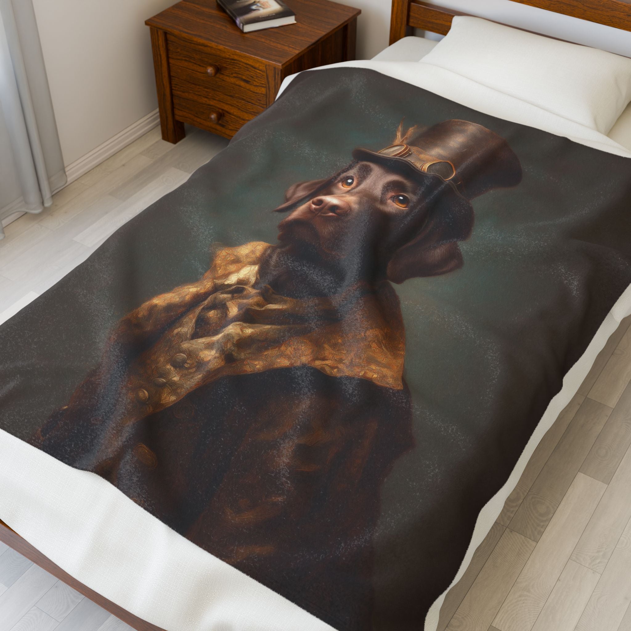 Steampunk Labrador Retriever (Chocolate) Plush Blanket