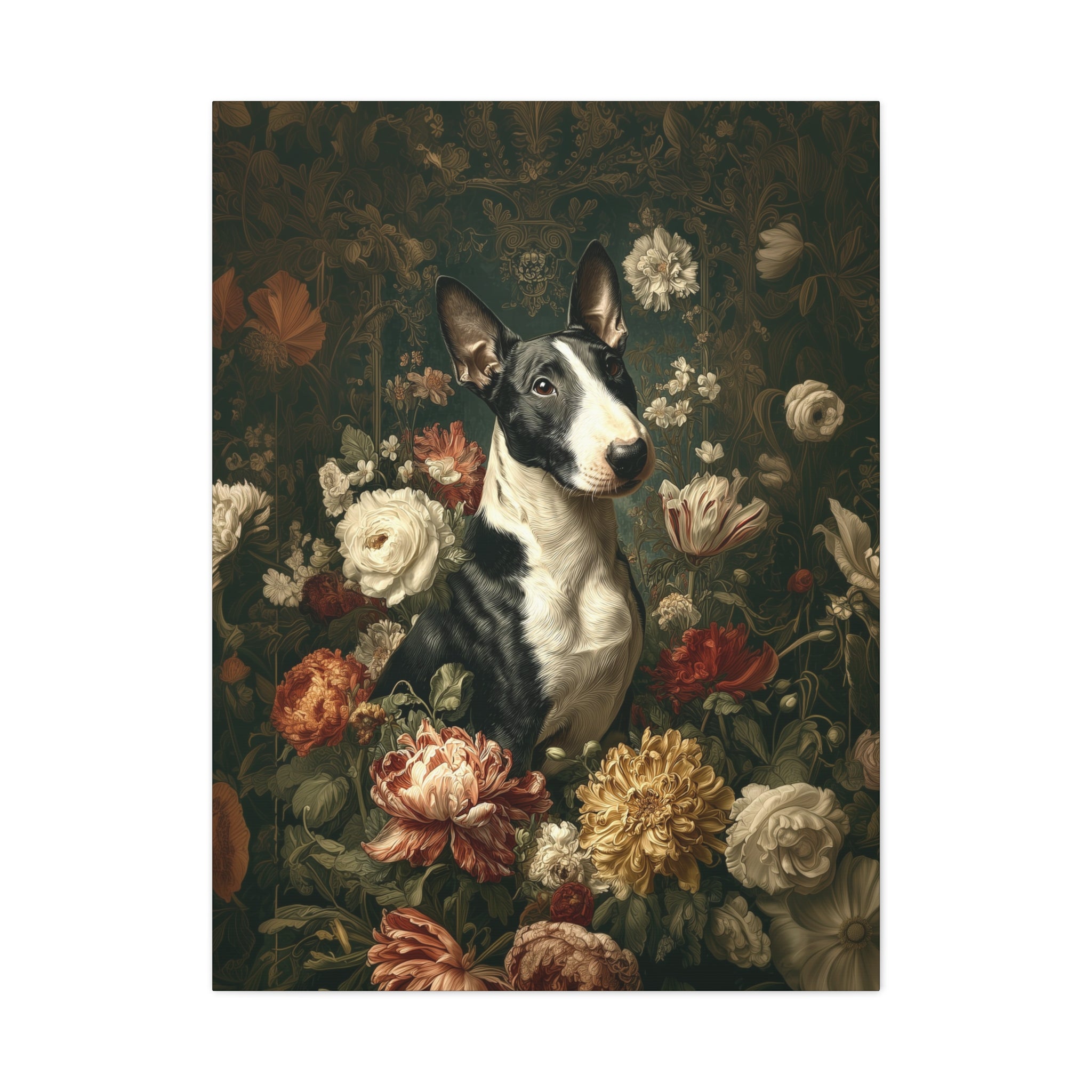 Botanical Bull Terrier Canvas Art