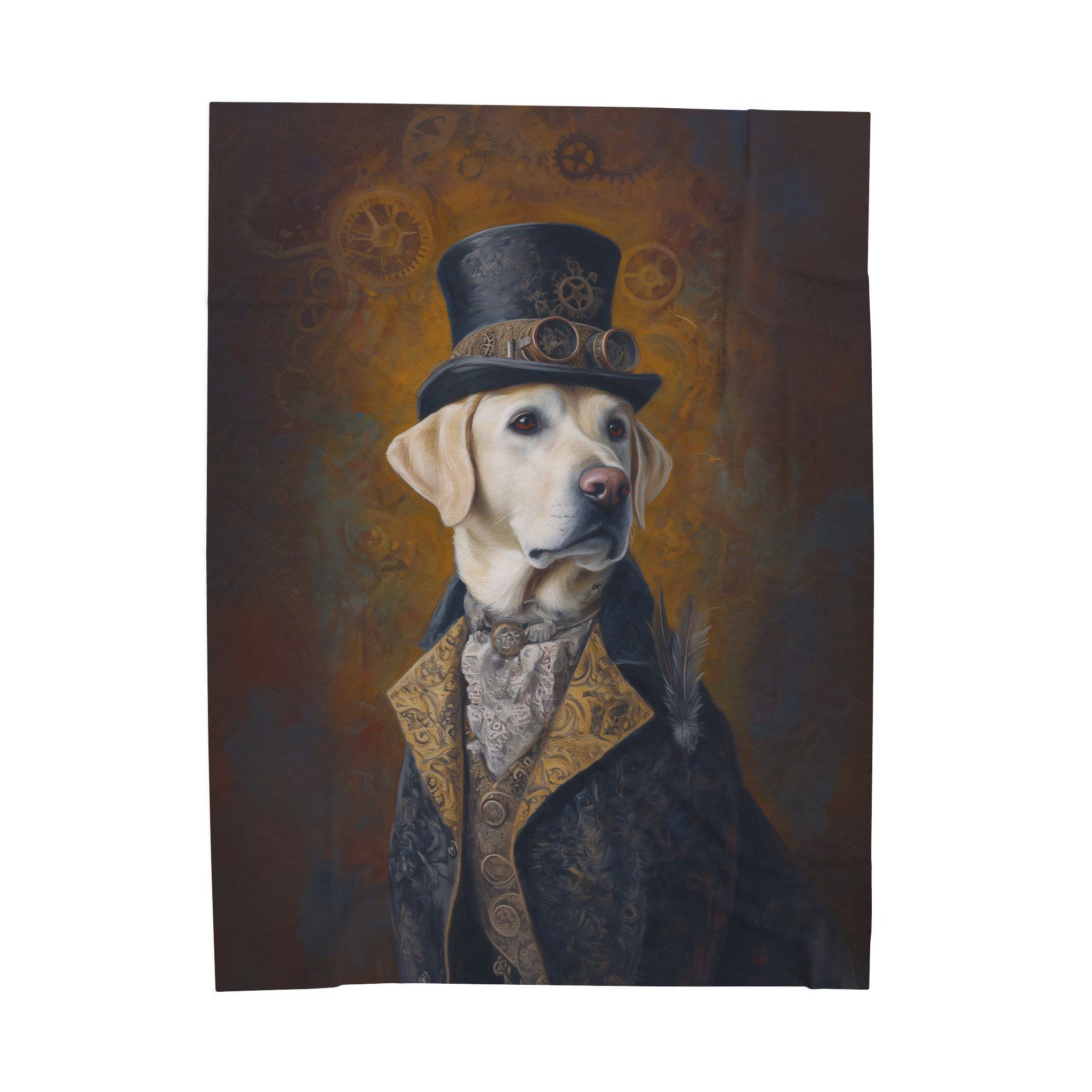 Steampunk Labrador Retriever (Yellow) Plush Blanket