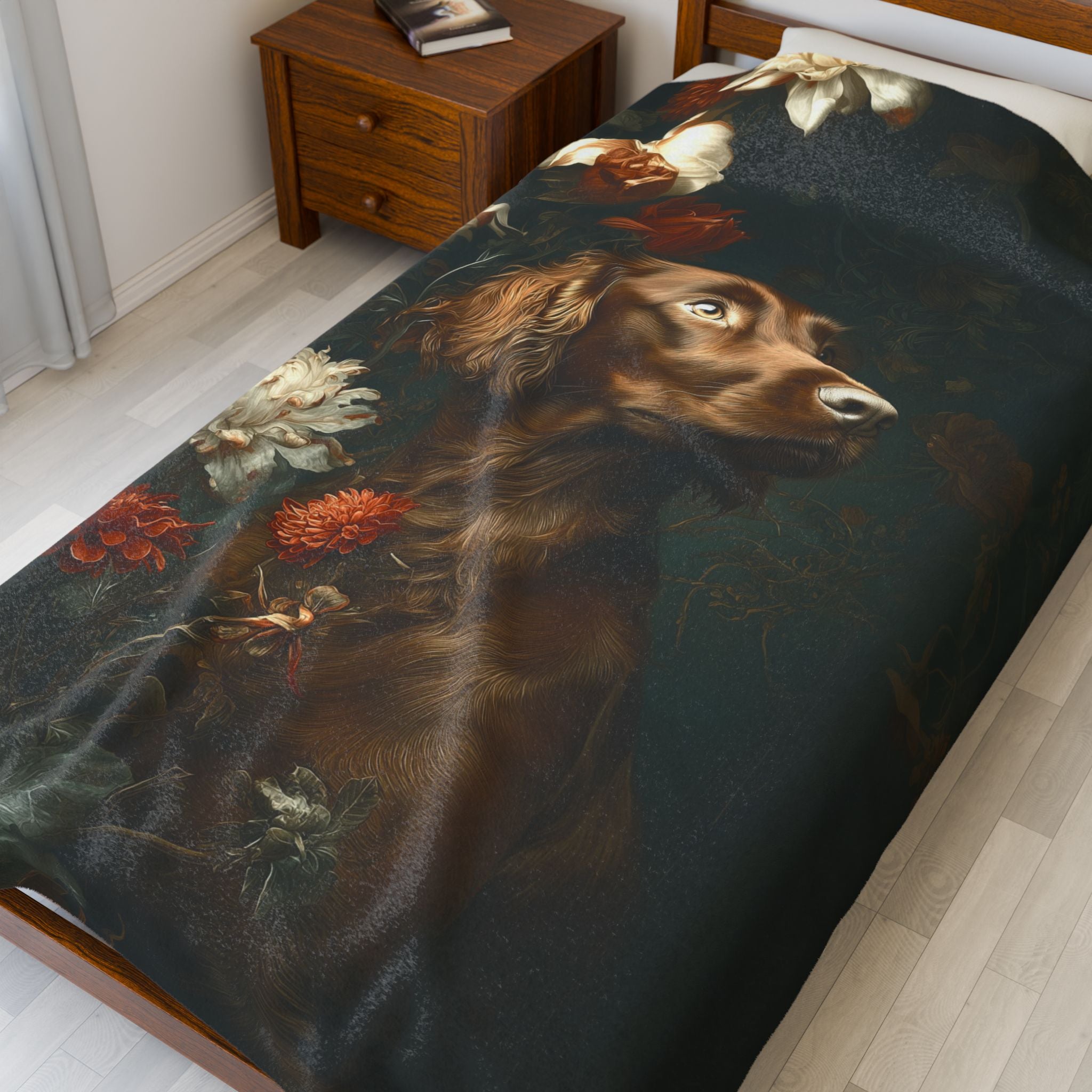 Botanical Irish Setter Plush Blanket