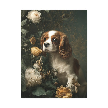 Botanical Cavalier King Charles Spaniel Canvas Art