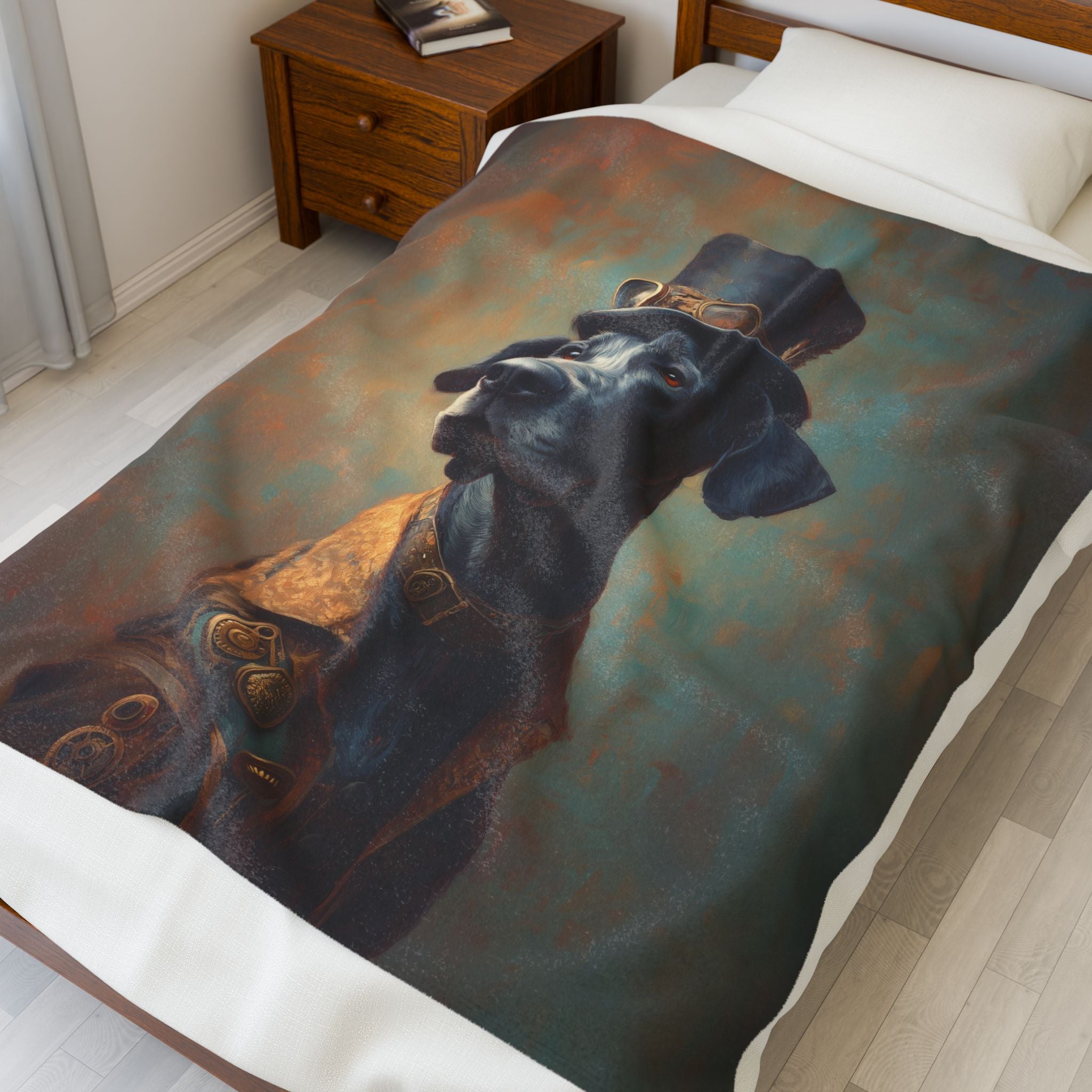 Steampunk Great Dane Plush Blanket