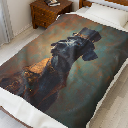 Steampunk Great Dane Plush Blanket