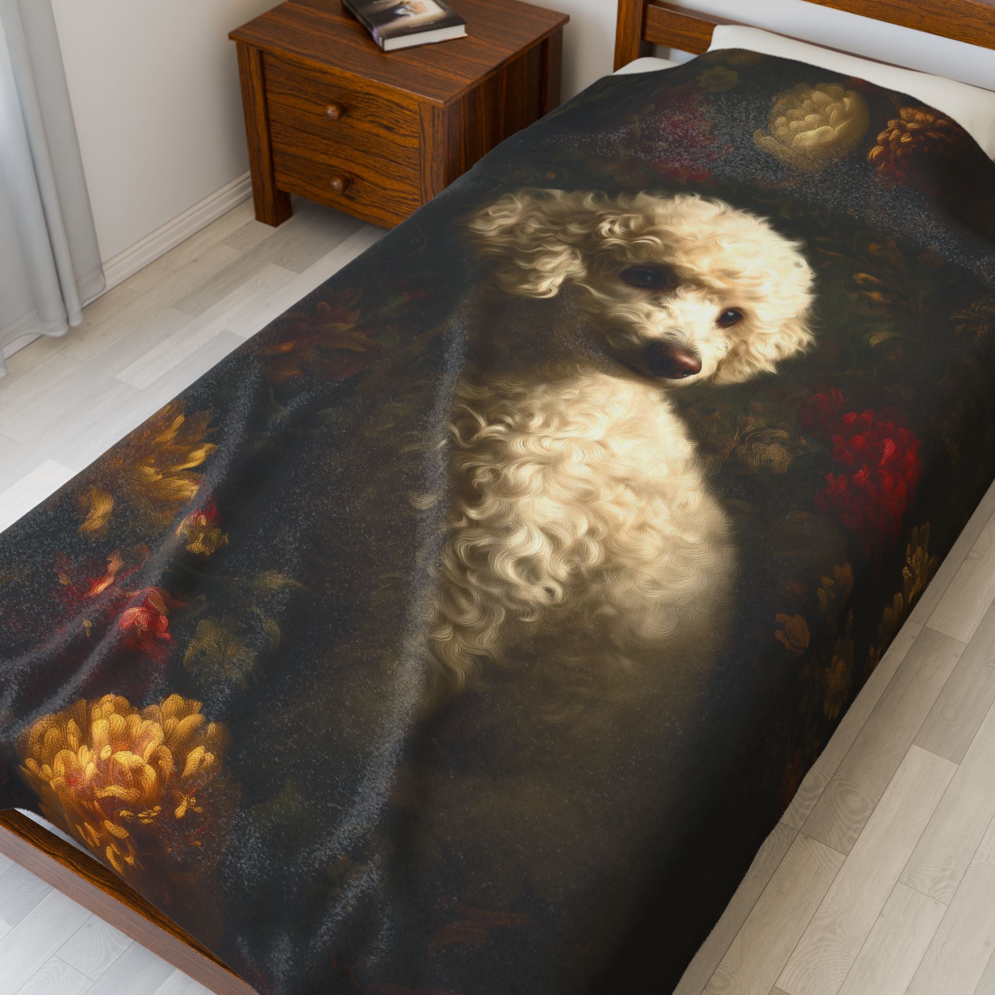 Botanical Poodle Plush Blanket