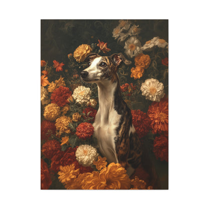Botanical Whippet Canvas Art