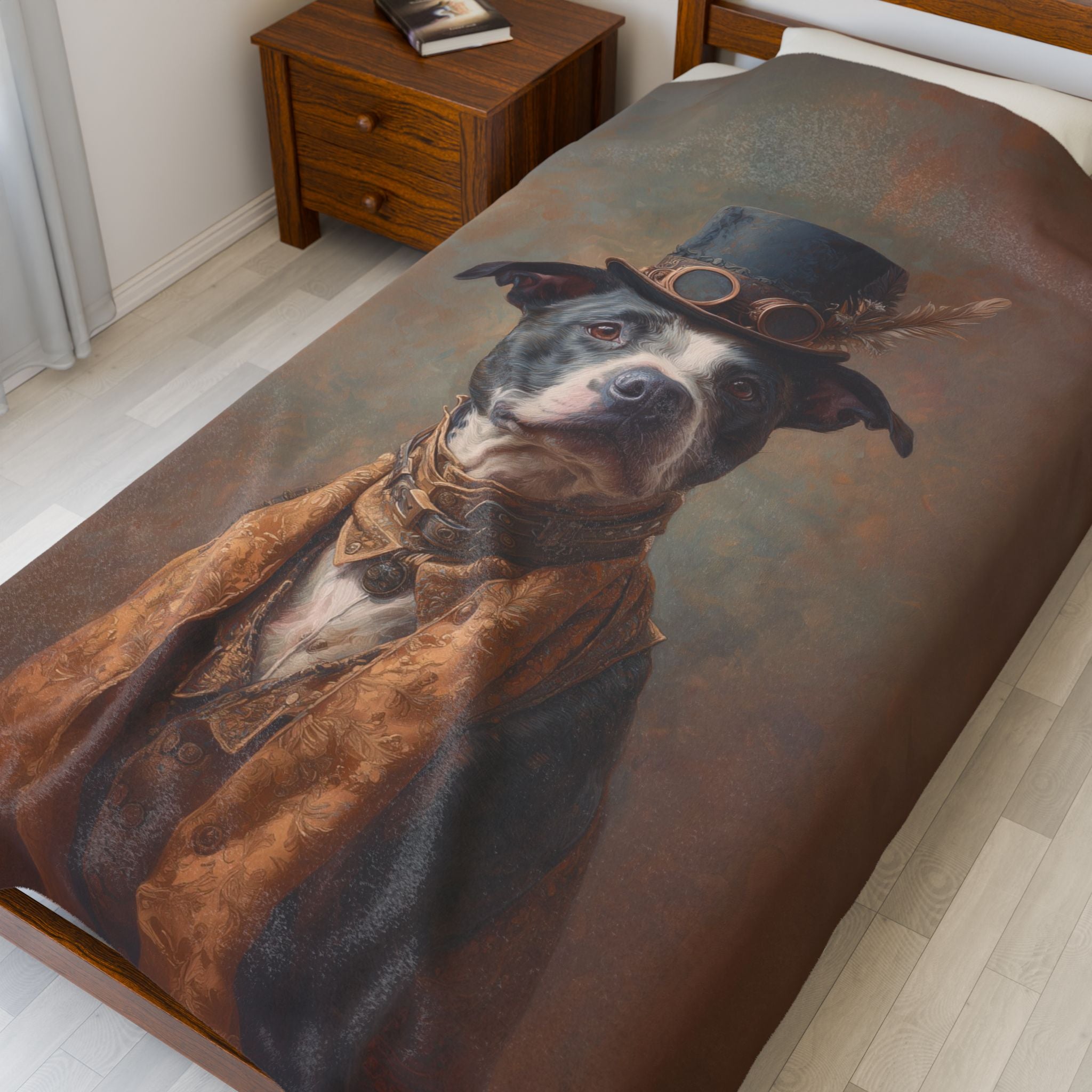 Steampunk Staffordshire Bull Terrier Plush Blanket