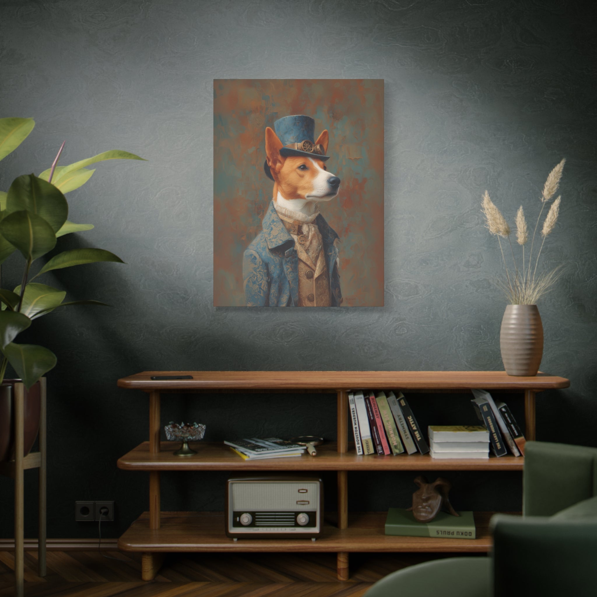 Steampunk Basenji Canvas Art