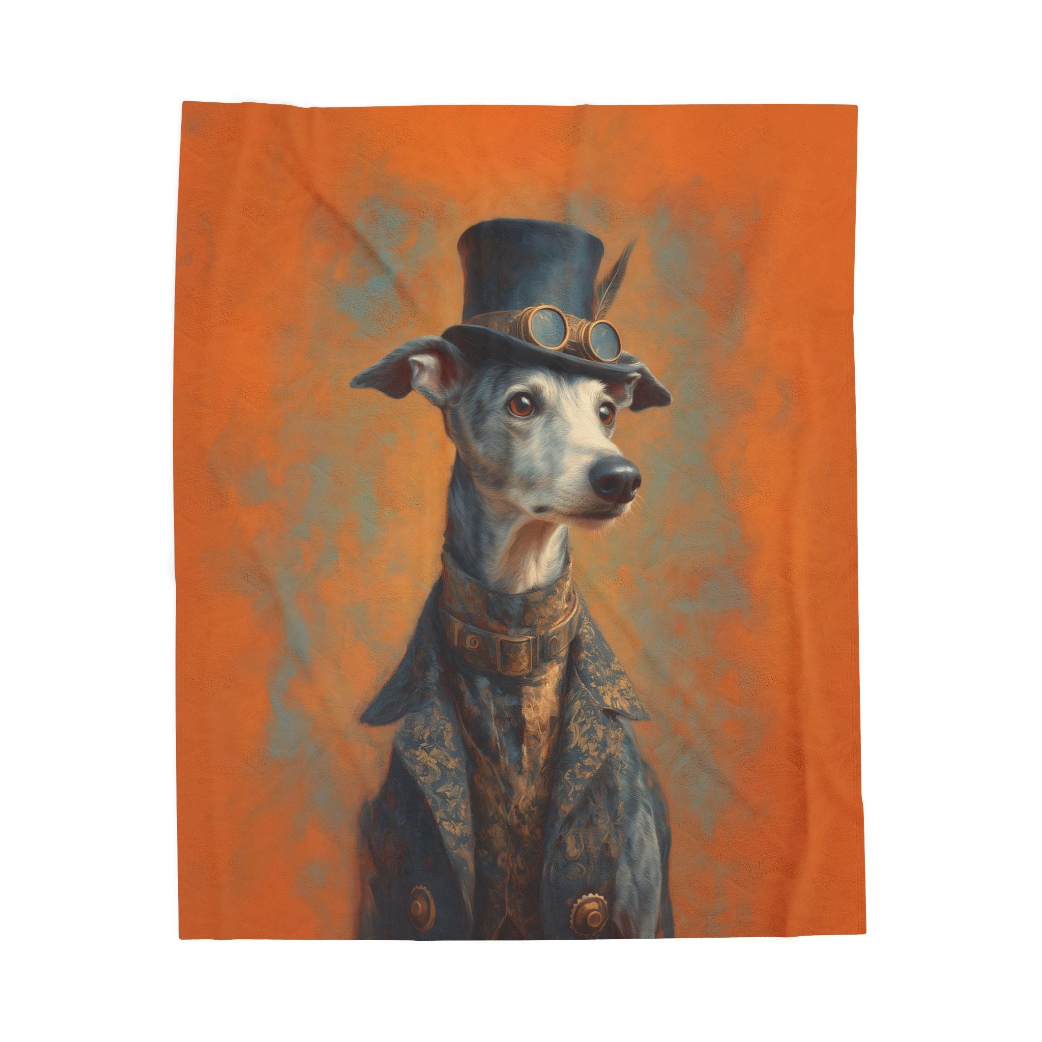 Steampunk Whippet Plush Blanket