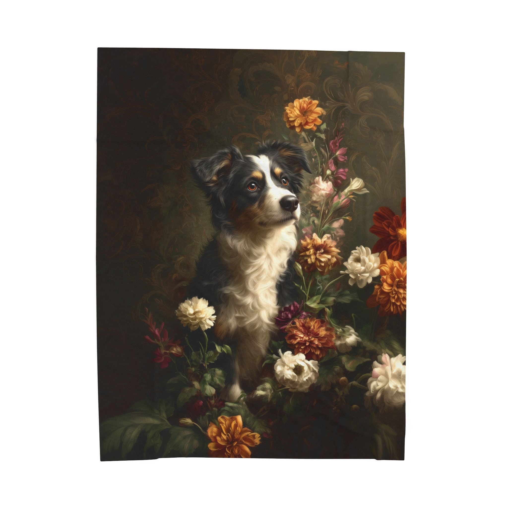 Botanical Australian Shepherd Plush Blanket