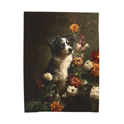 Botanical Australian Shepherd Plush Blanket