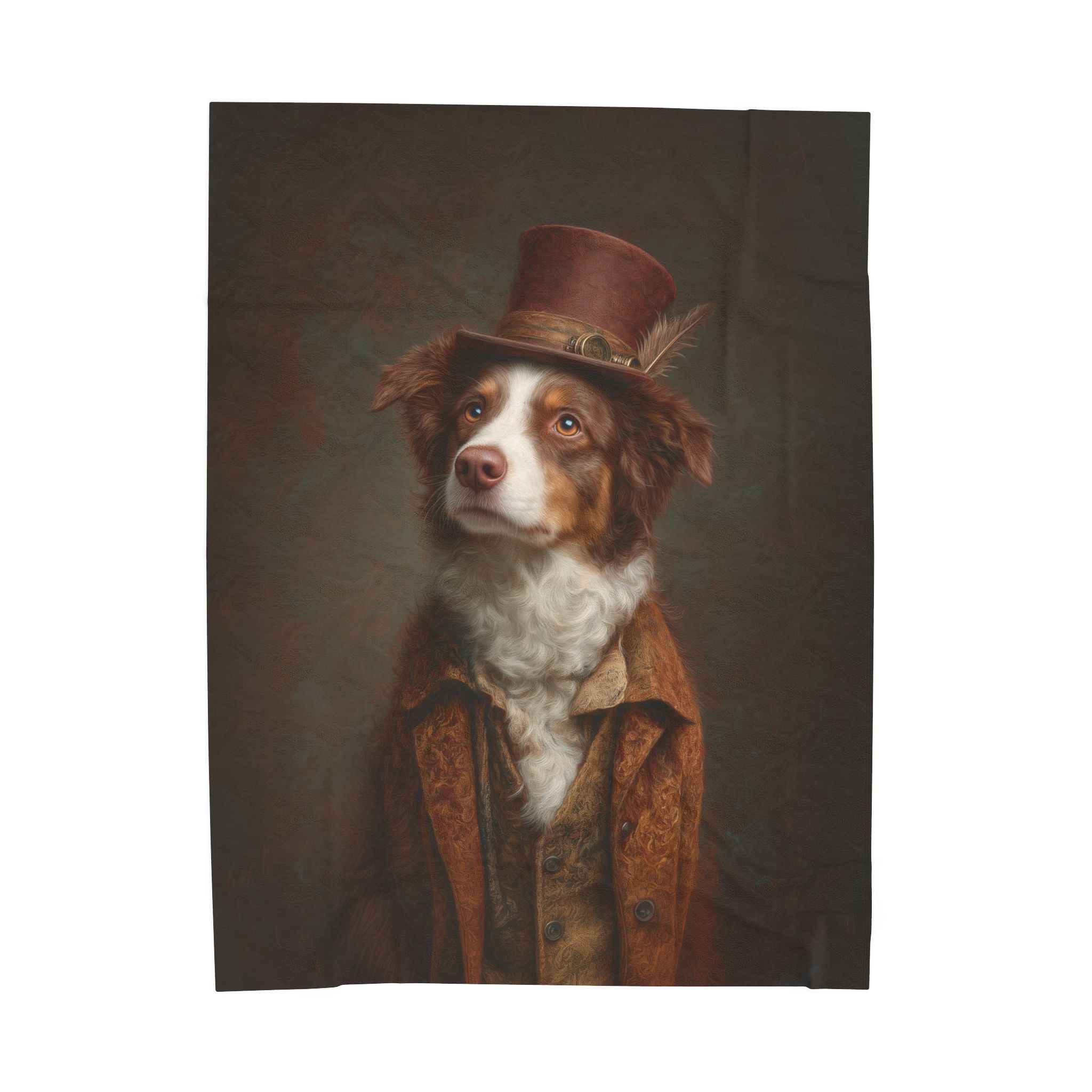 Steampunk Australian Shepherd Plush Blanket