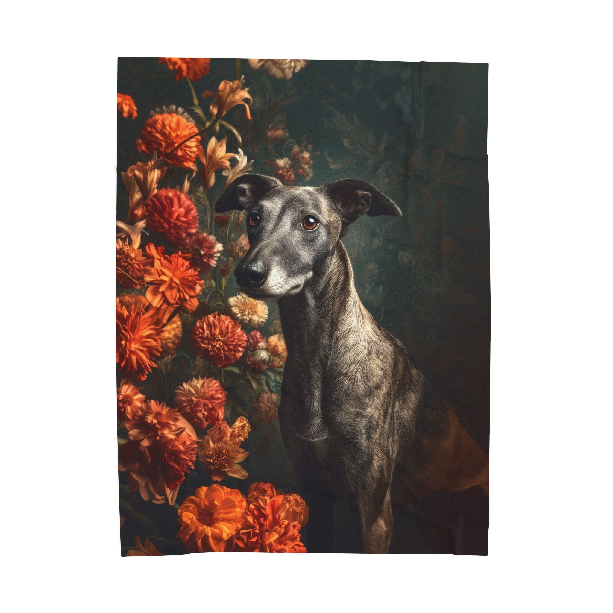 Botanical Greyhound Plush Blanket