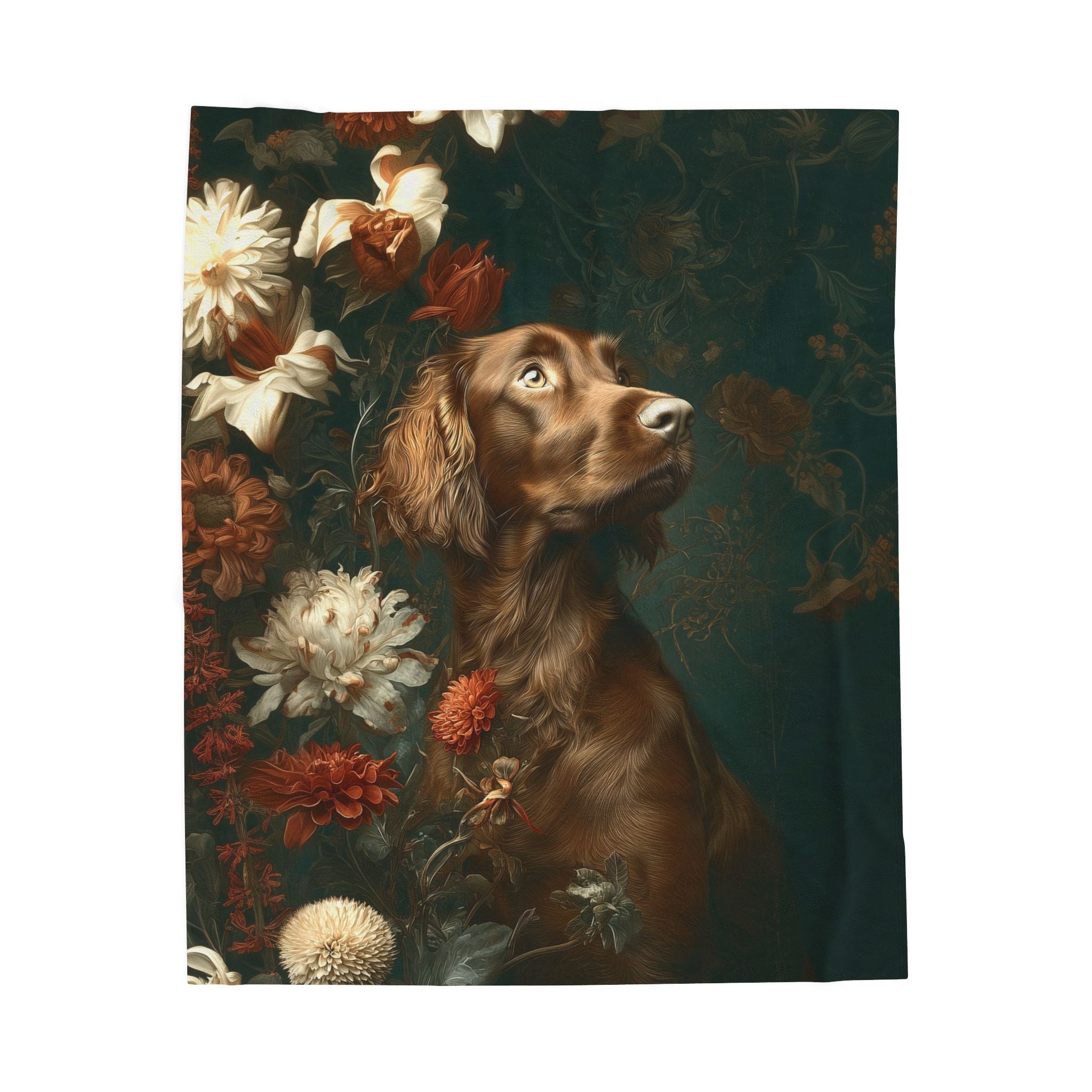 Botanical Irish Setter Plush Blanket