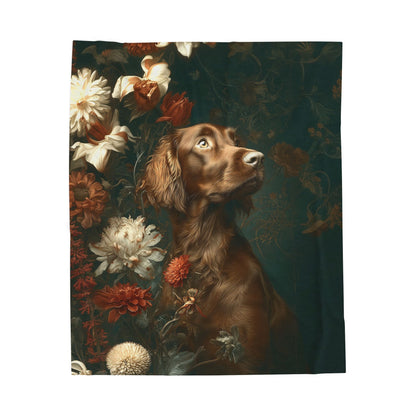 Botanical Irish Setter Plush Blanket
