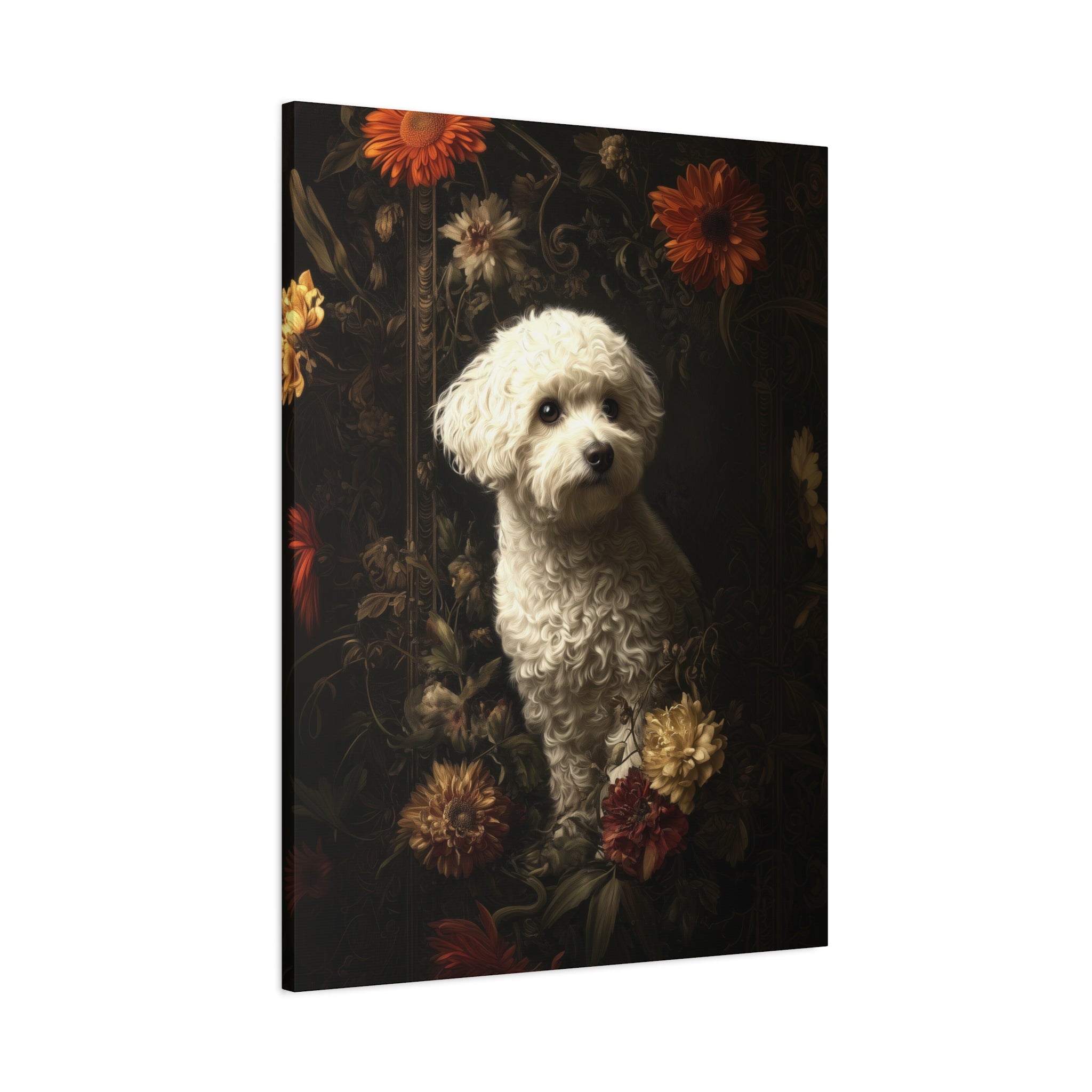Botanical Bichon Frise Canvas Art