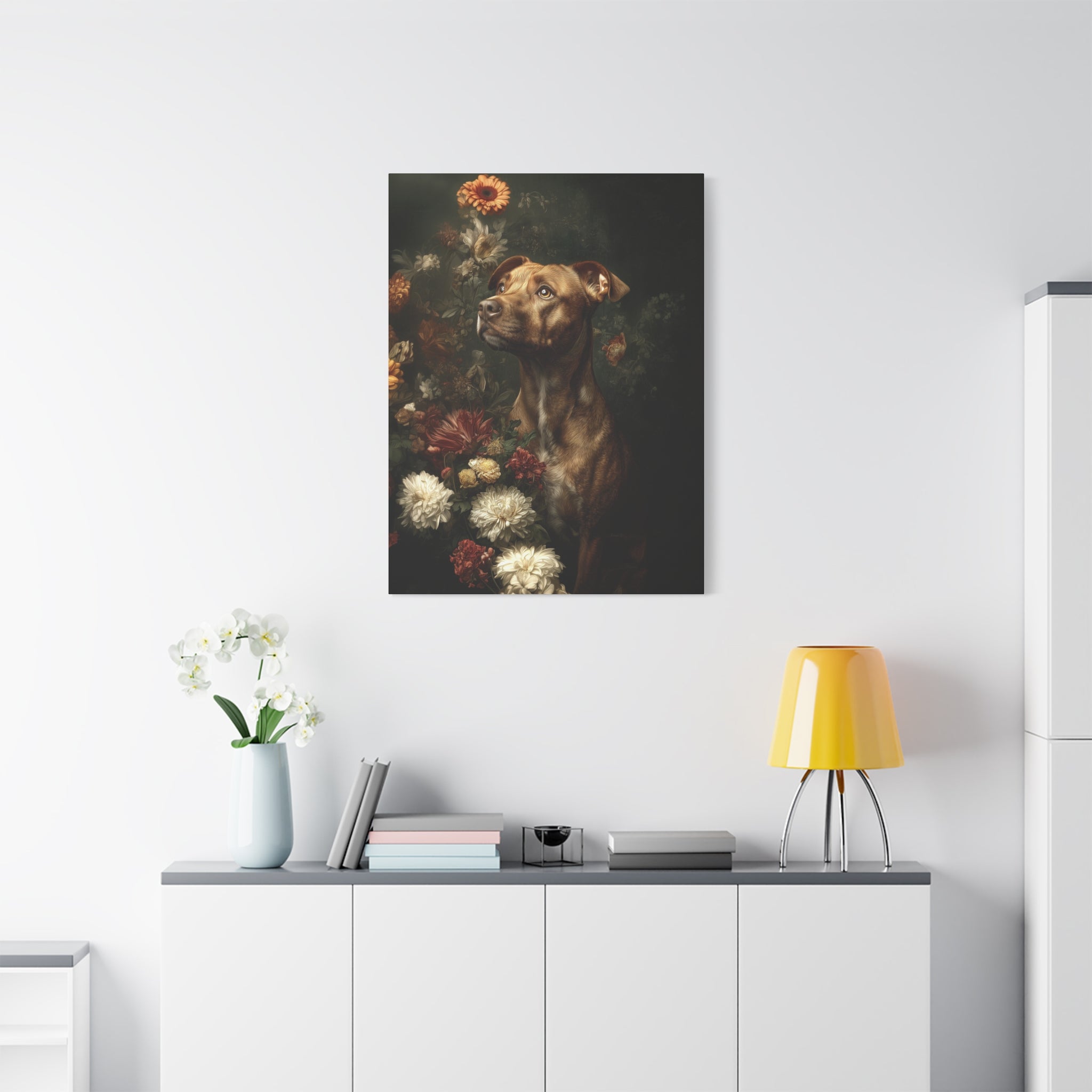 Botanical Staffordshire Bull Terrier Canvas Art