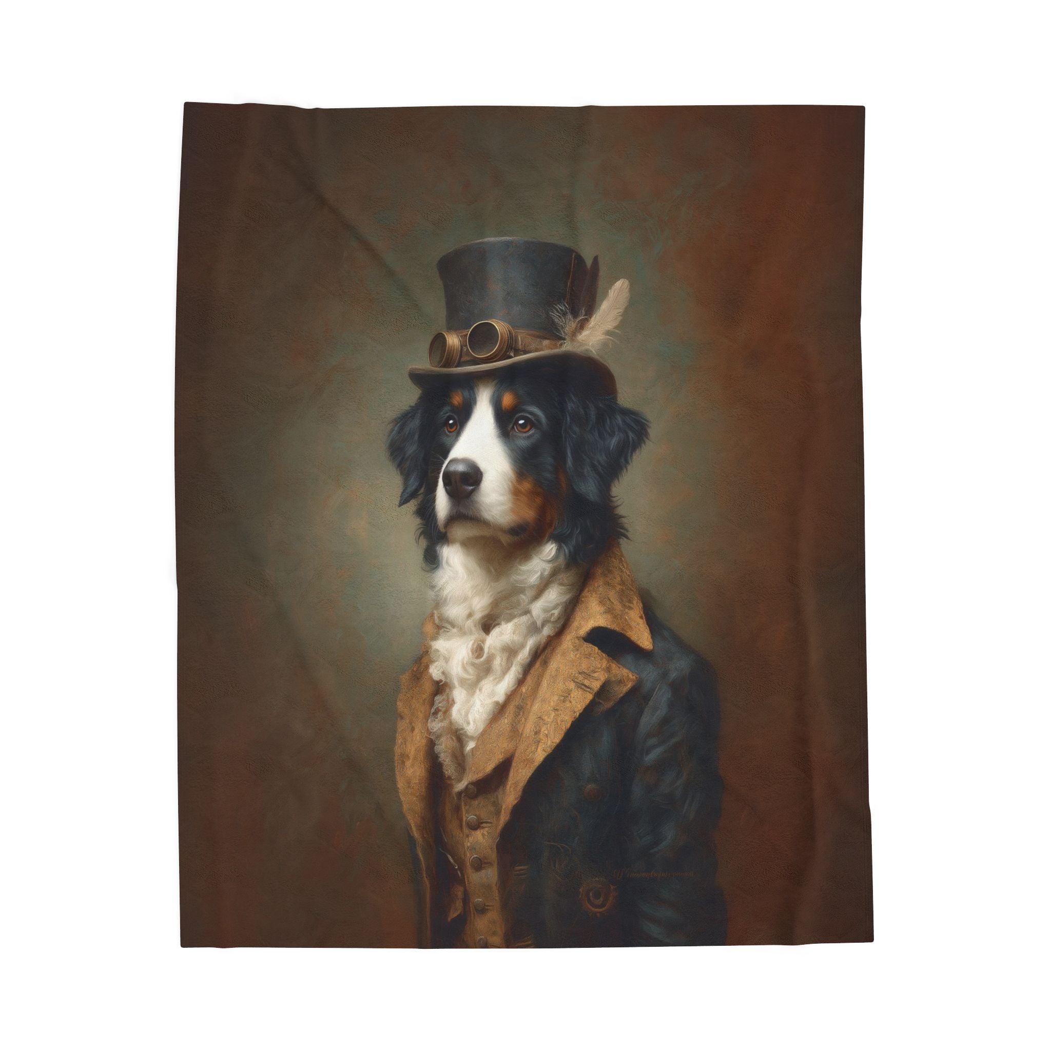 Steampunk Bernese Plush Blanket