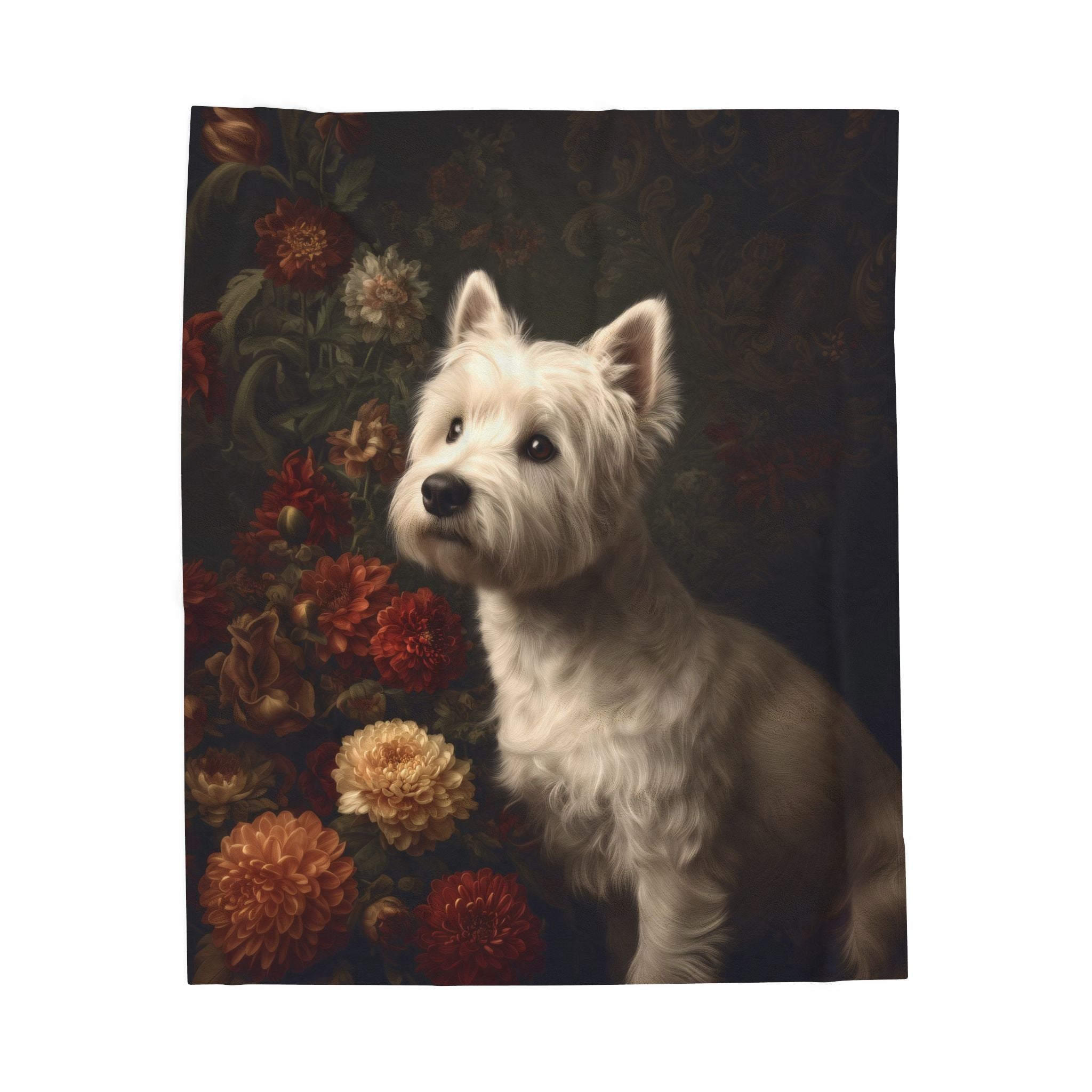 Botanical Westie Plush Blanket
