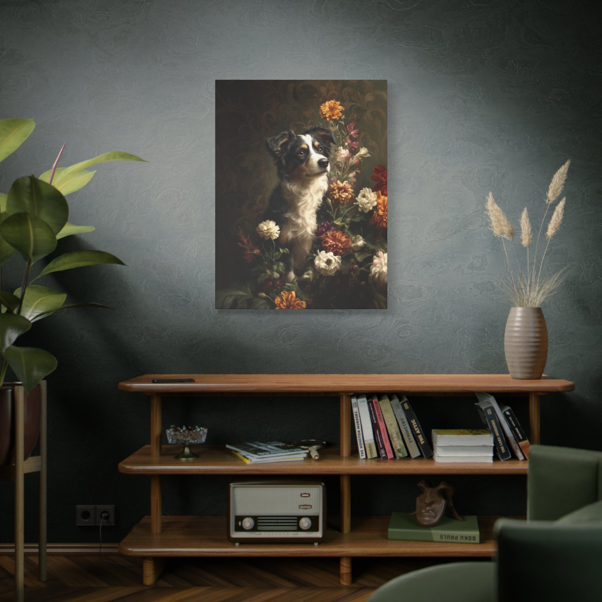 Botanical Australian Shepherd Canvas Art