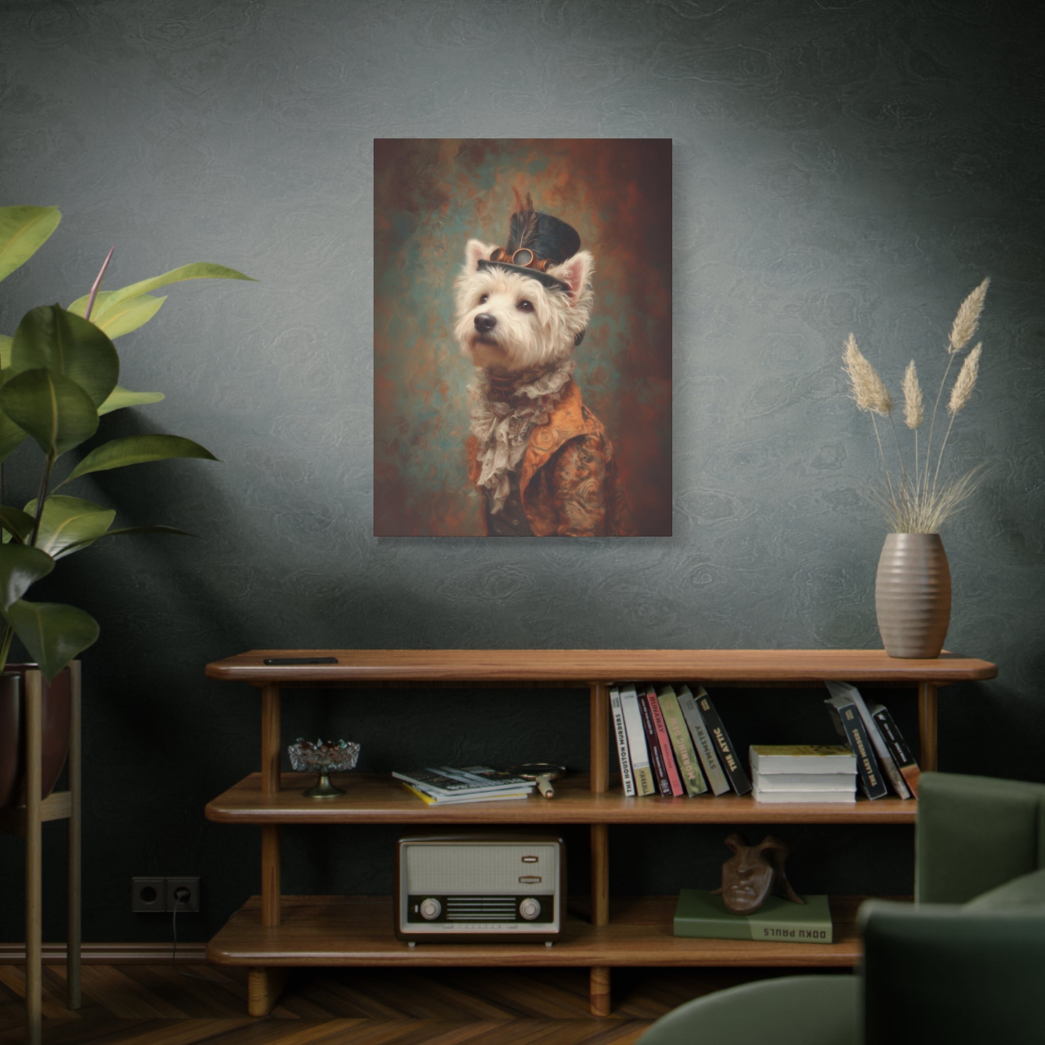Steampunk Westie Canvas Art