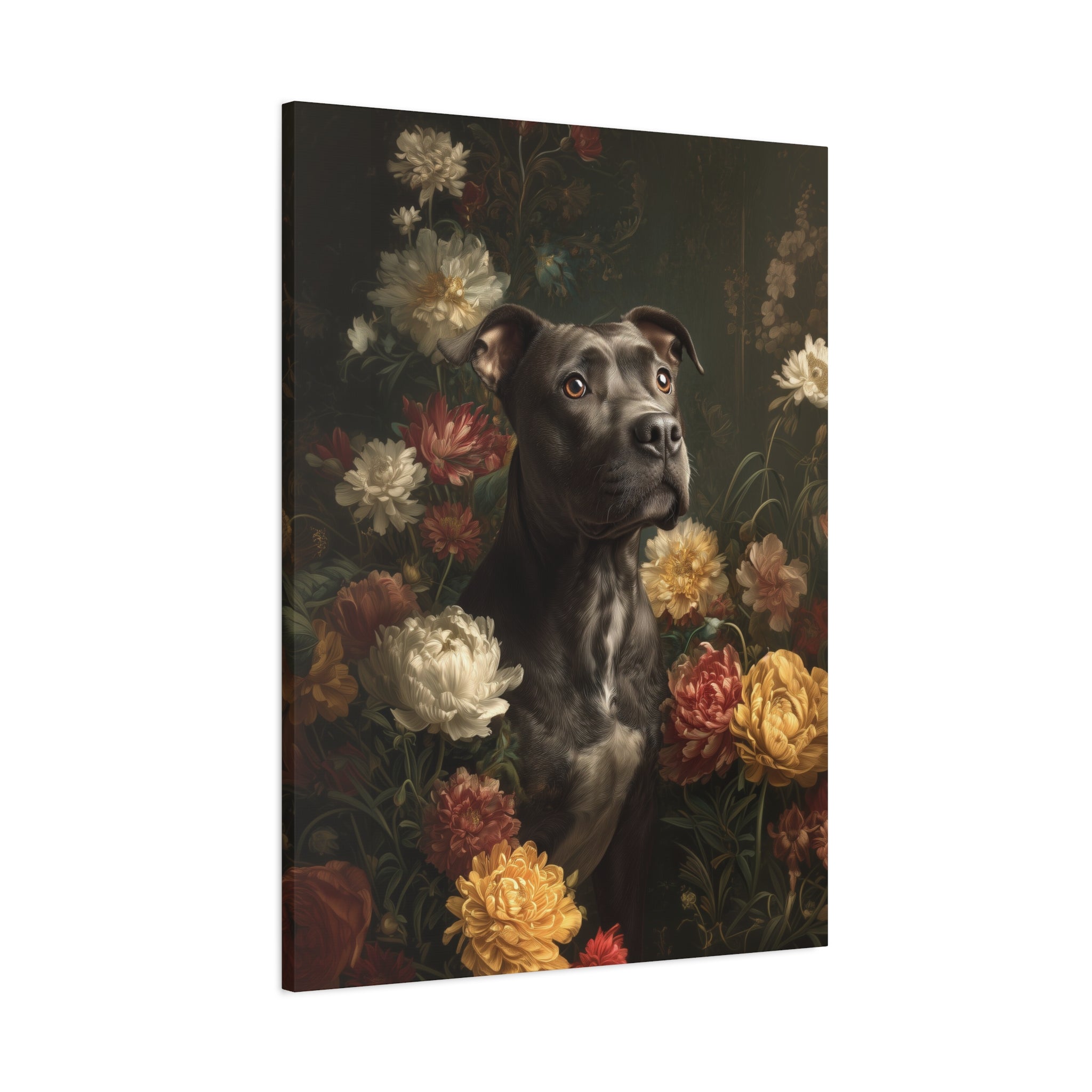 Botanical Pit Bull Canvas Art