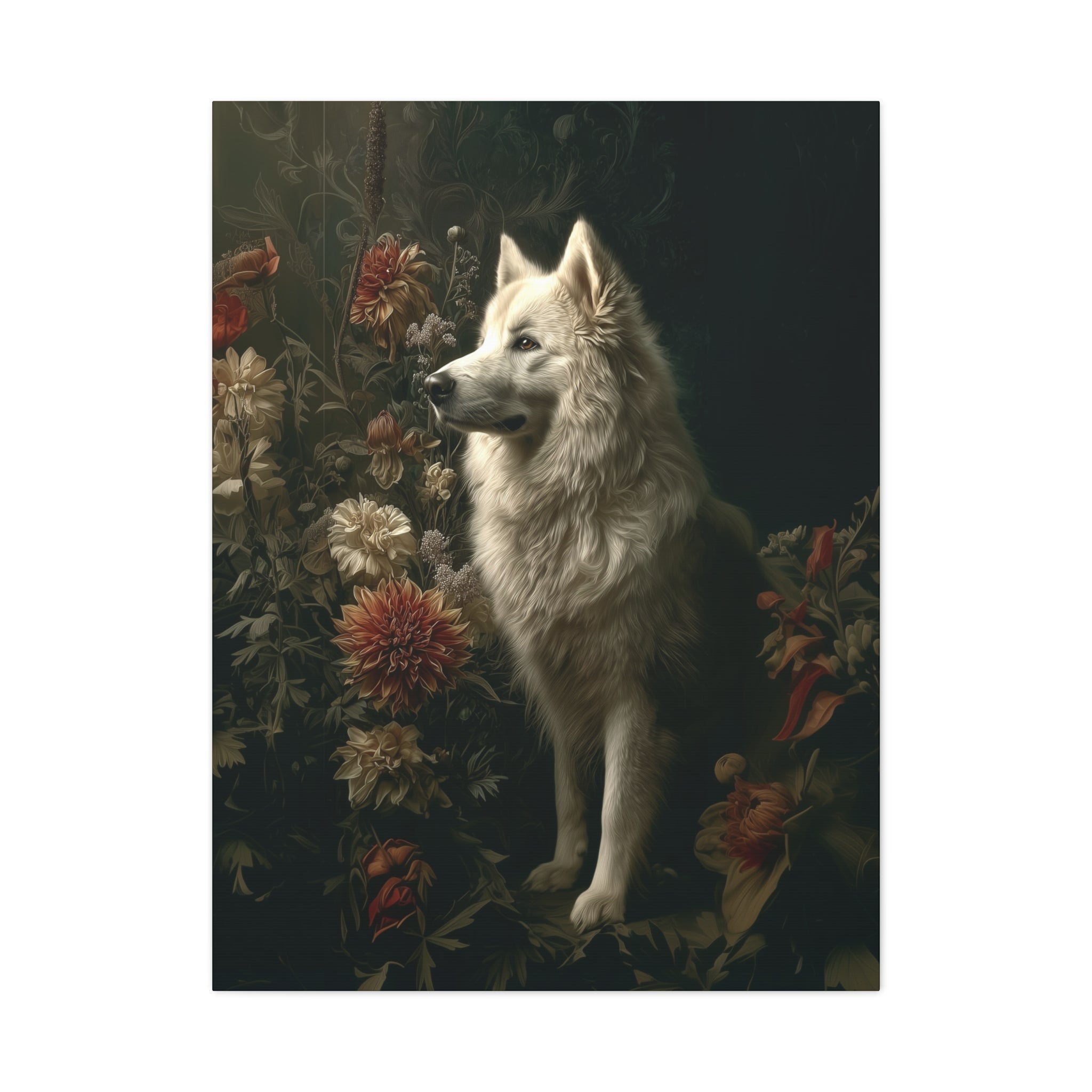 Botanical Samoyed Canvas Art