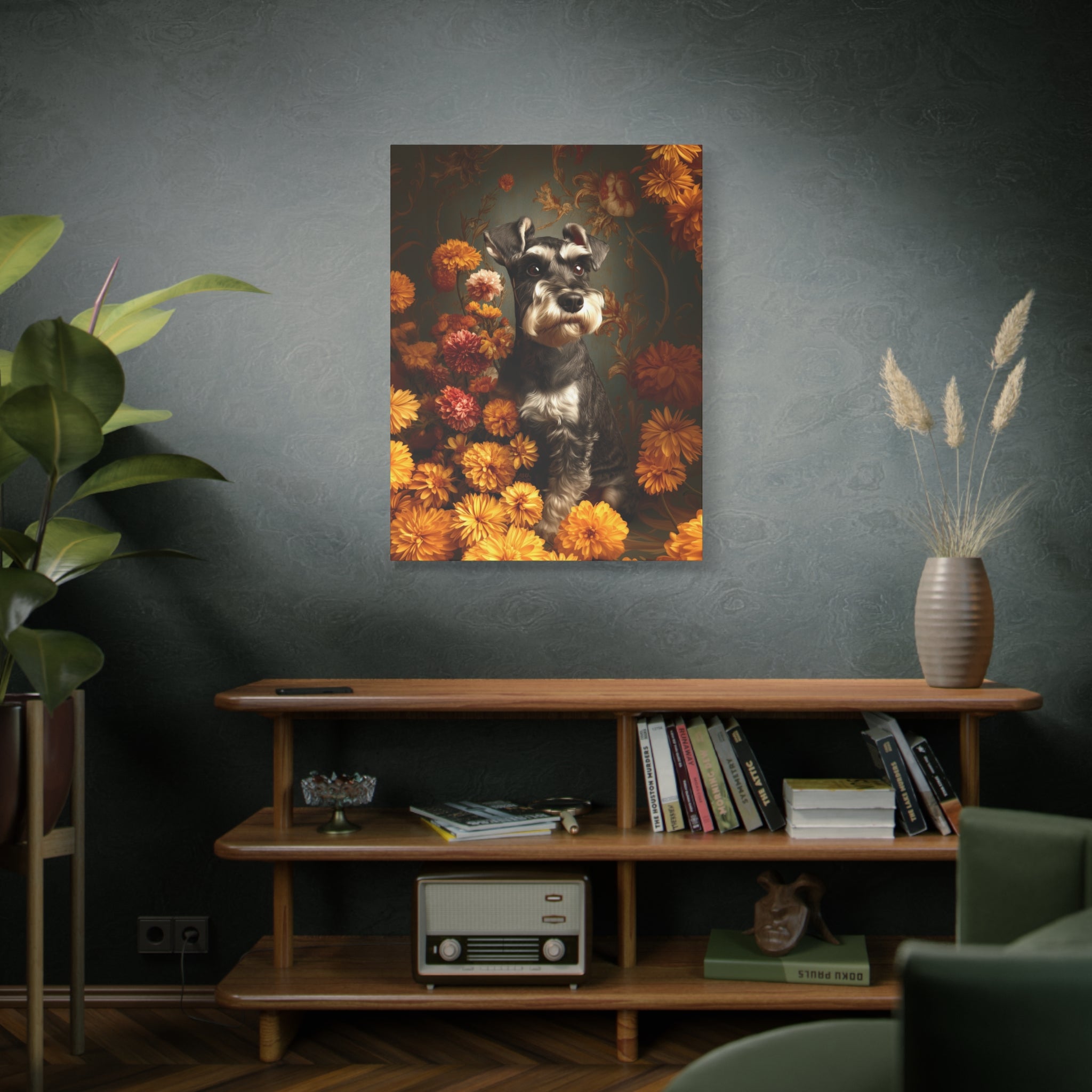 Botanical Miniature Schnauzer Canvas Art