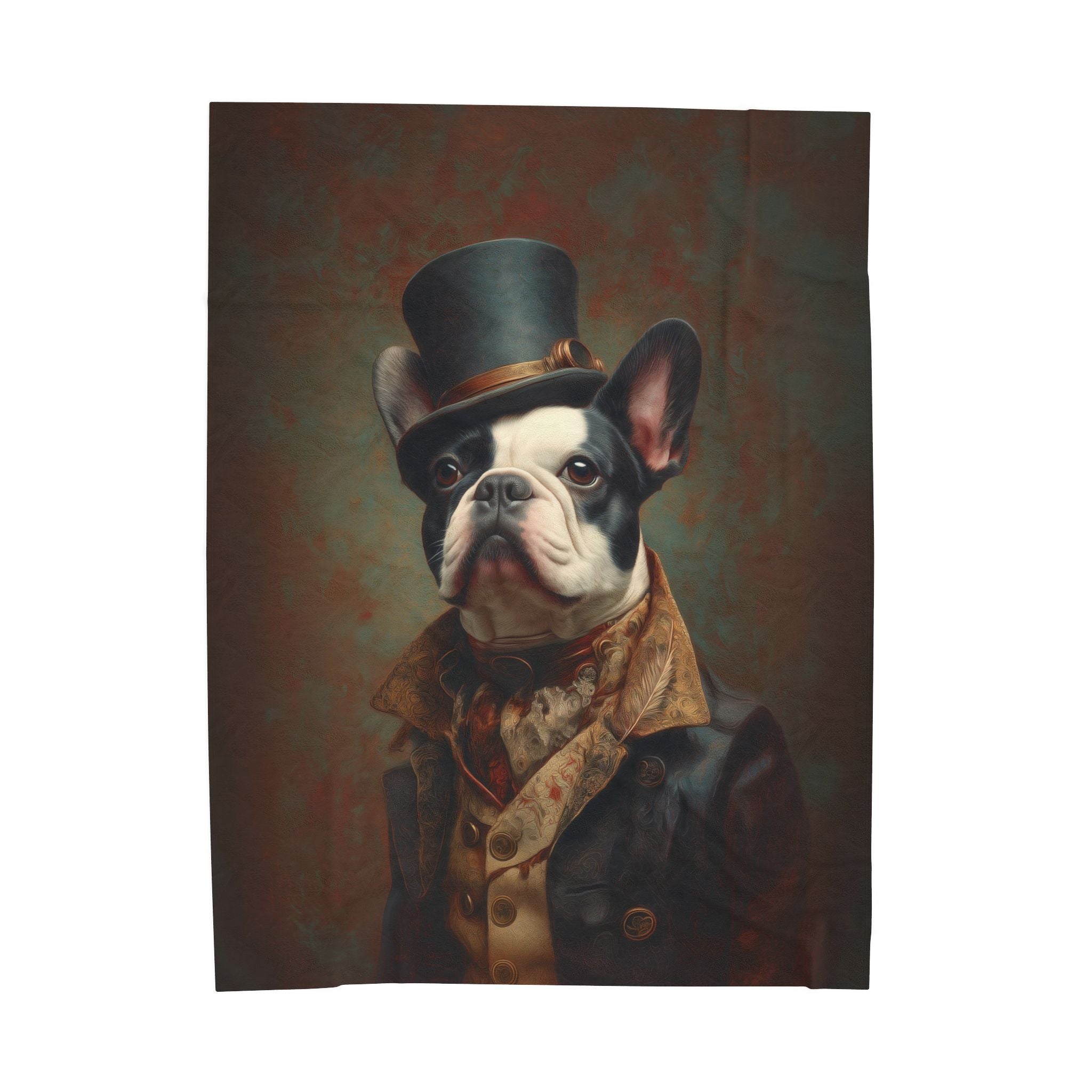 Steampunk French Bulldog Plush Blanket