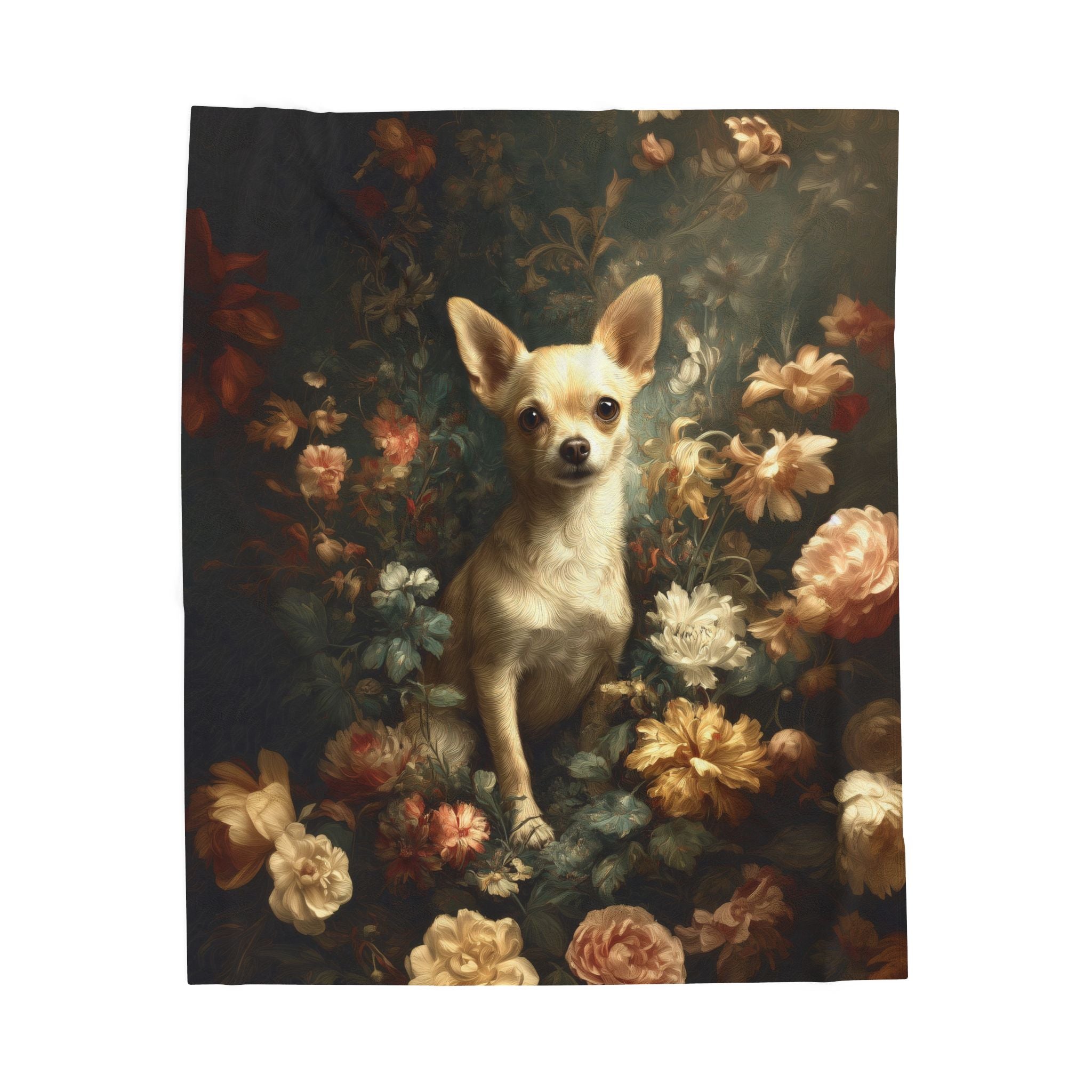 Botanical Chihuahua Plush Blanket