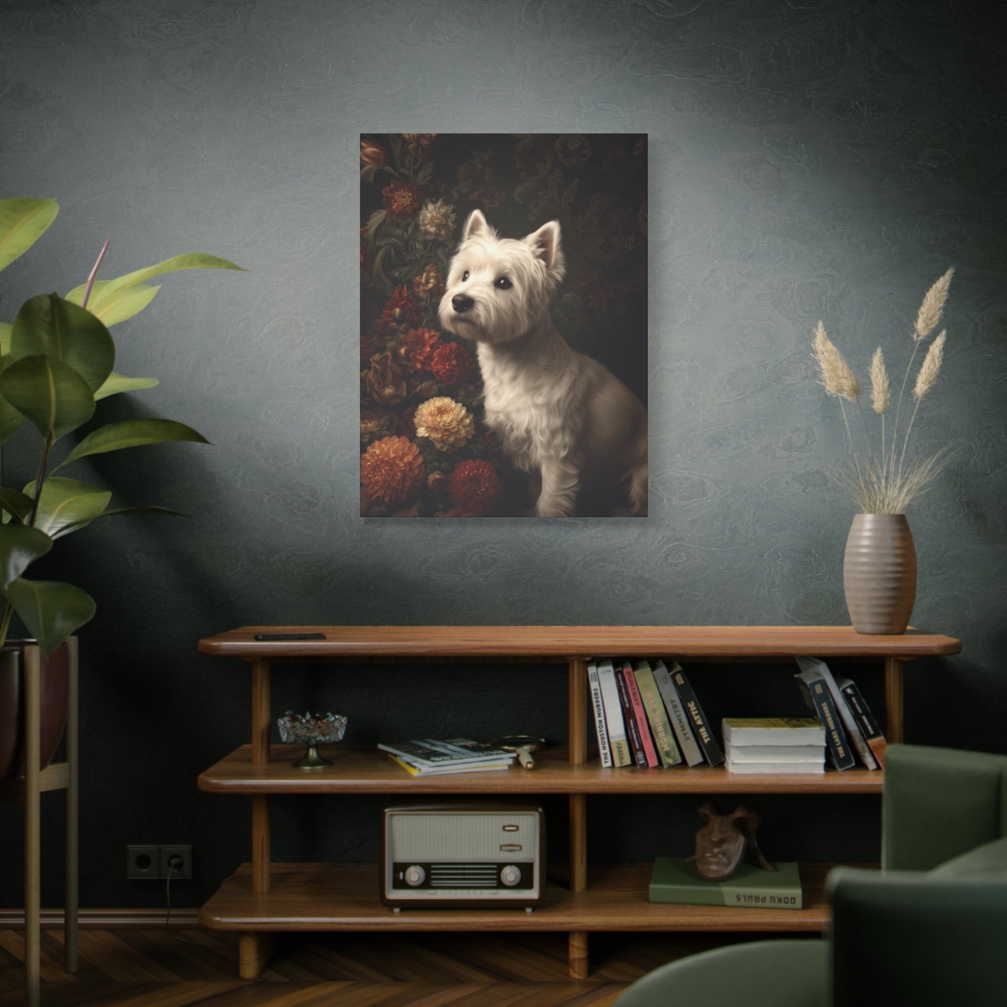 Botanical Westie Canvas Art