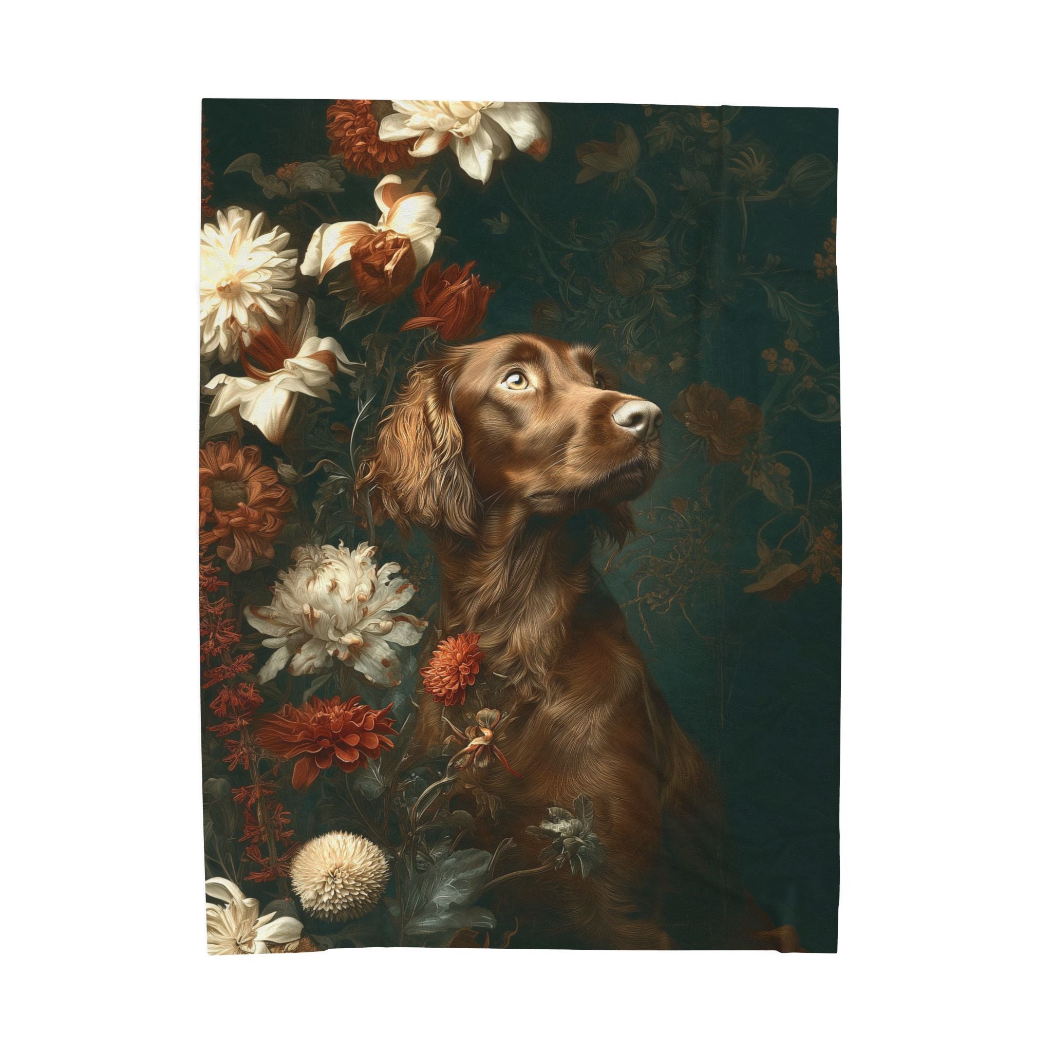 Botanical Irish Setter Plush Blanket