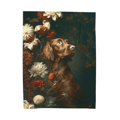 Botanical Irish Setter Plush Blanket