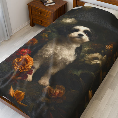 Botanical Shih Tzu Plush Blanket