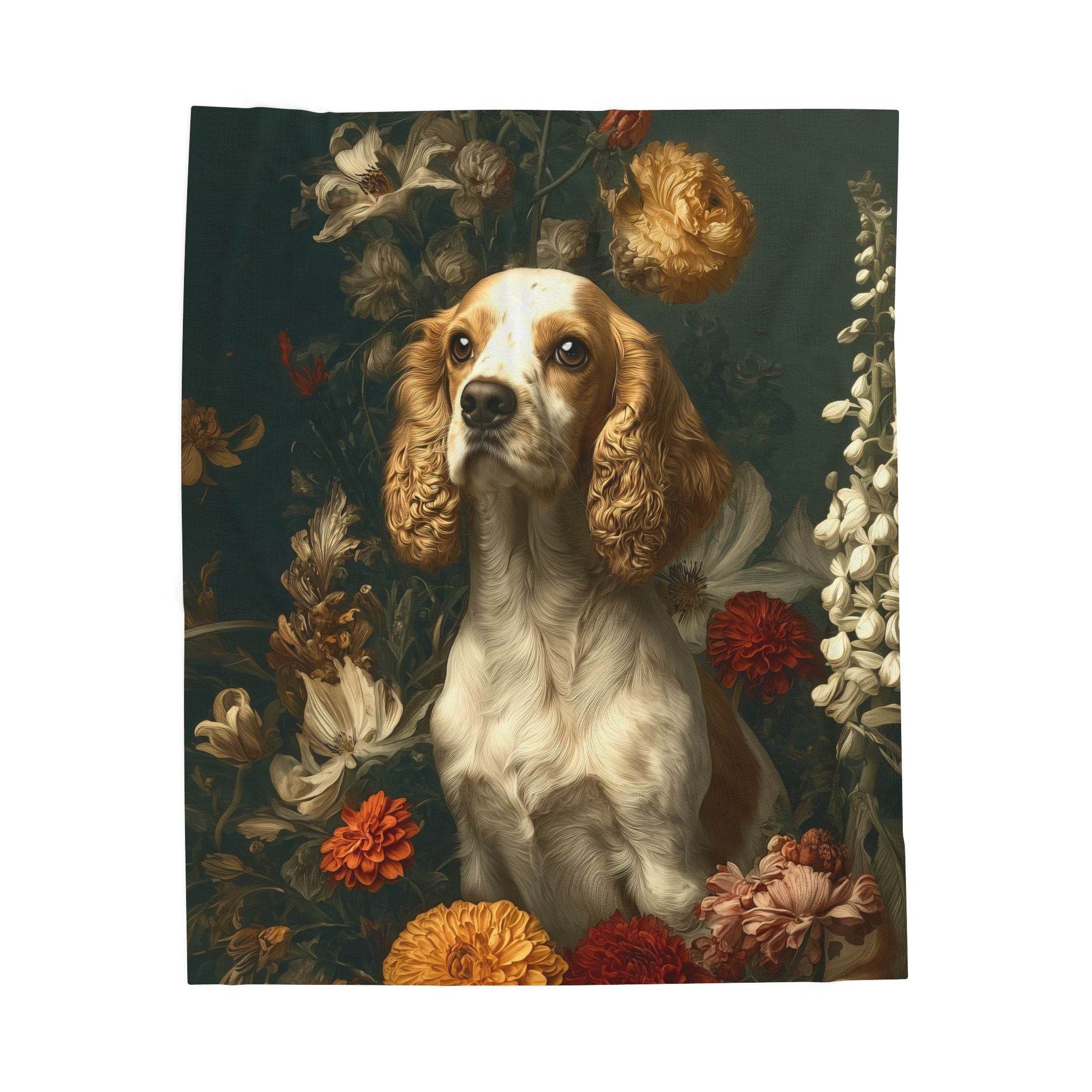 Botanical Cocker Spaniel Plush Blanket