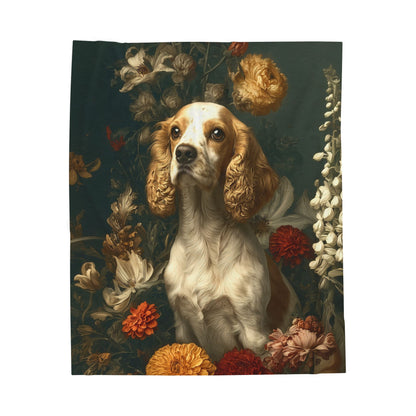 Botanical Cocker Spaniel Plush Blanket