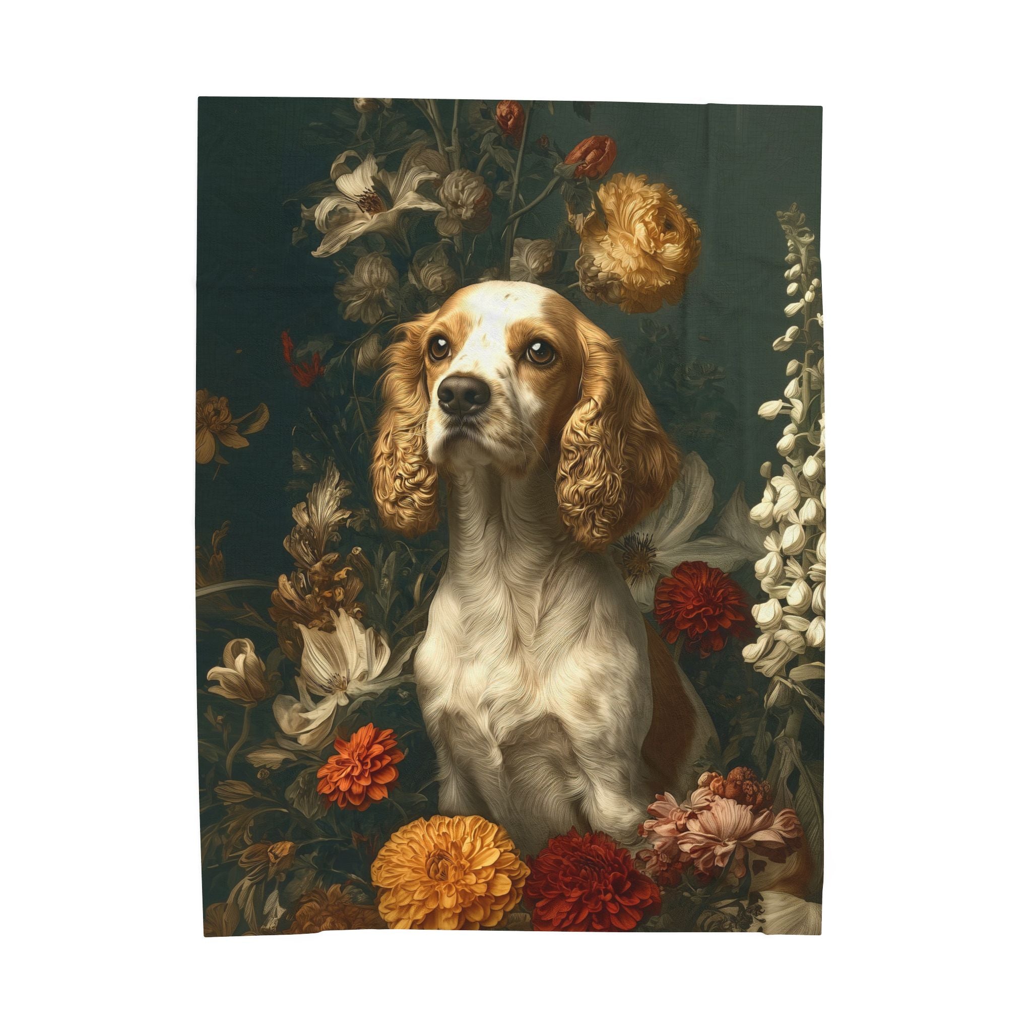 Botanical Cocker Spaniel Plush Blanket