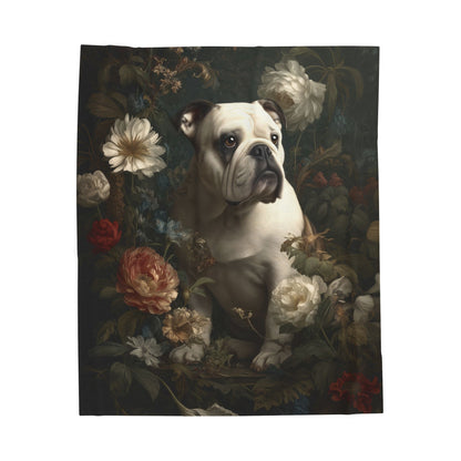 Botanical Bulldog Plush Blanket